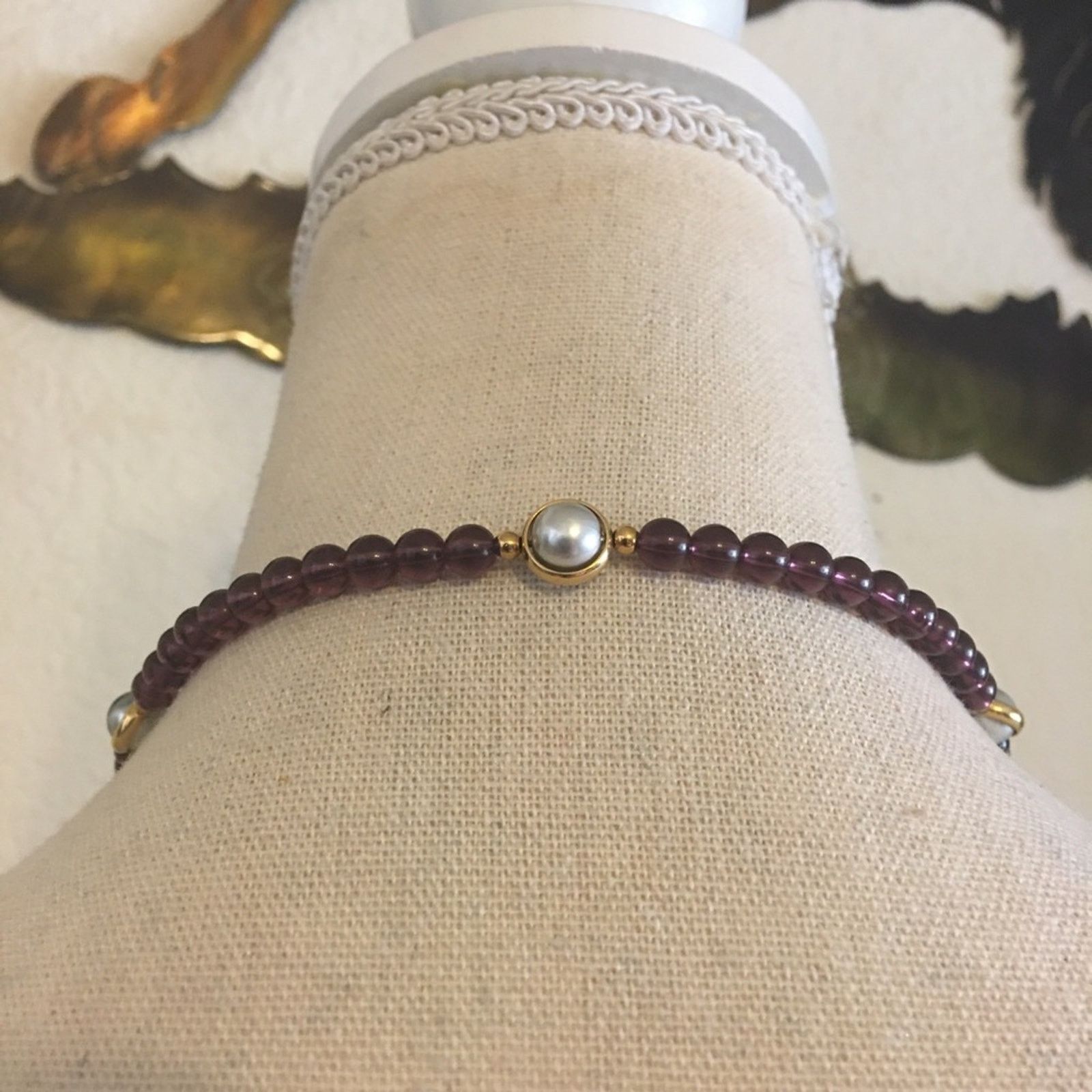 Vintage Vintage Avon faux amethyst and swivel pearl bead necklace Size ONE SIZE - 5 Thumbnail