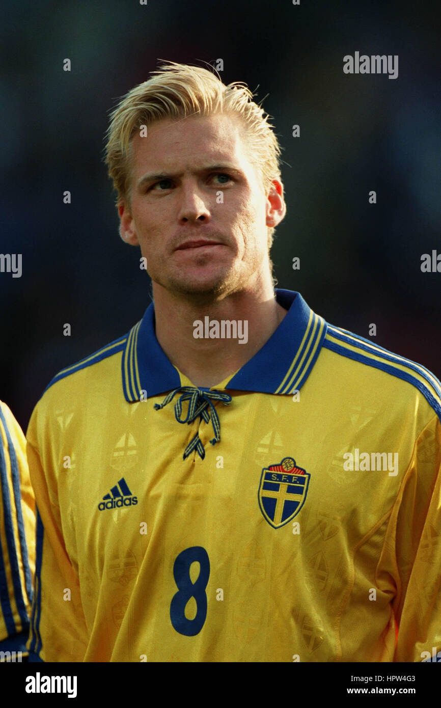 Adidas Adidas Sweden WC 1998 Johan Mjallby #8 Match Worn Jersey Size US XL / EU 56 / 4 - 14 Thumbnail