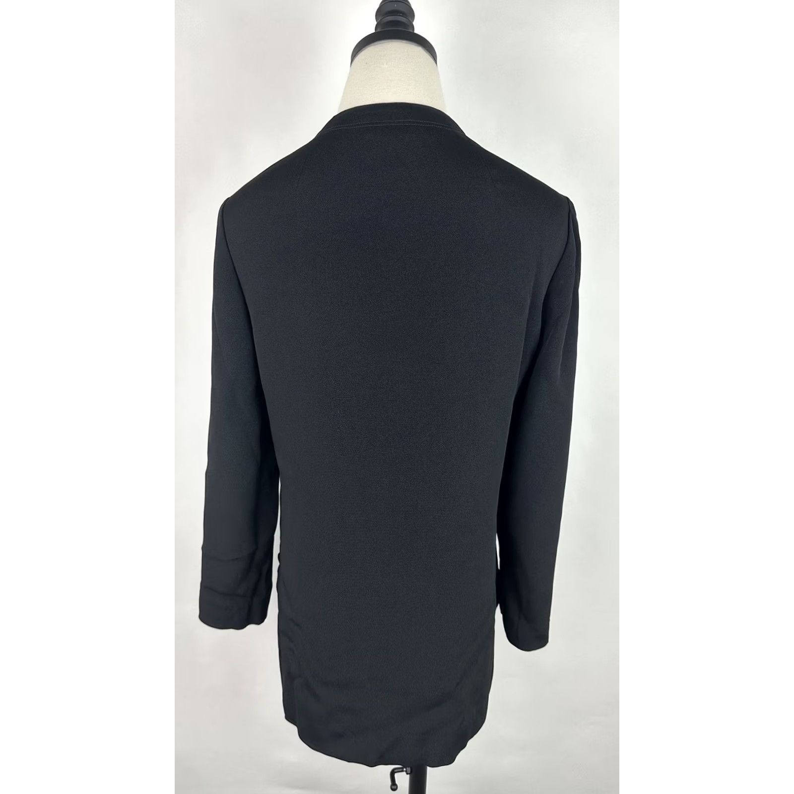 Anne Klein VINTAGE Anne Klein Jacket Womens S Black Rayon Crepe Short Sleeve Button Front 80s Preppy Retro Bohemian - Mens? Size S / US 4 / IT 40 - 6 Thumbnail