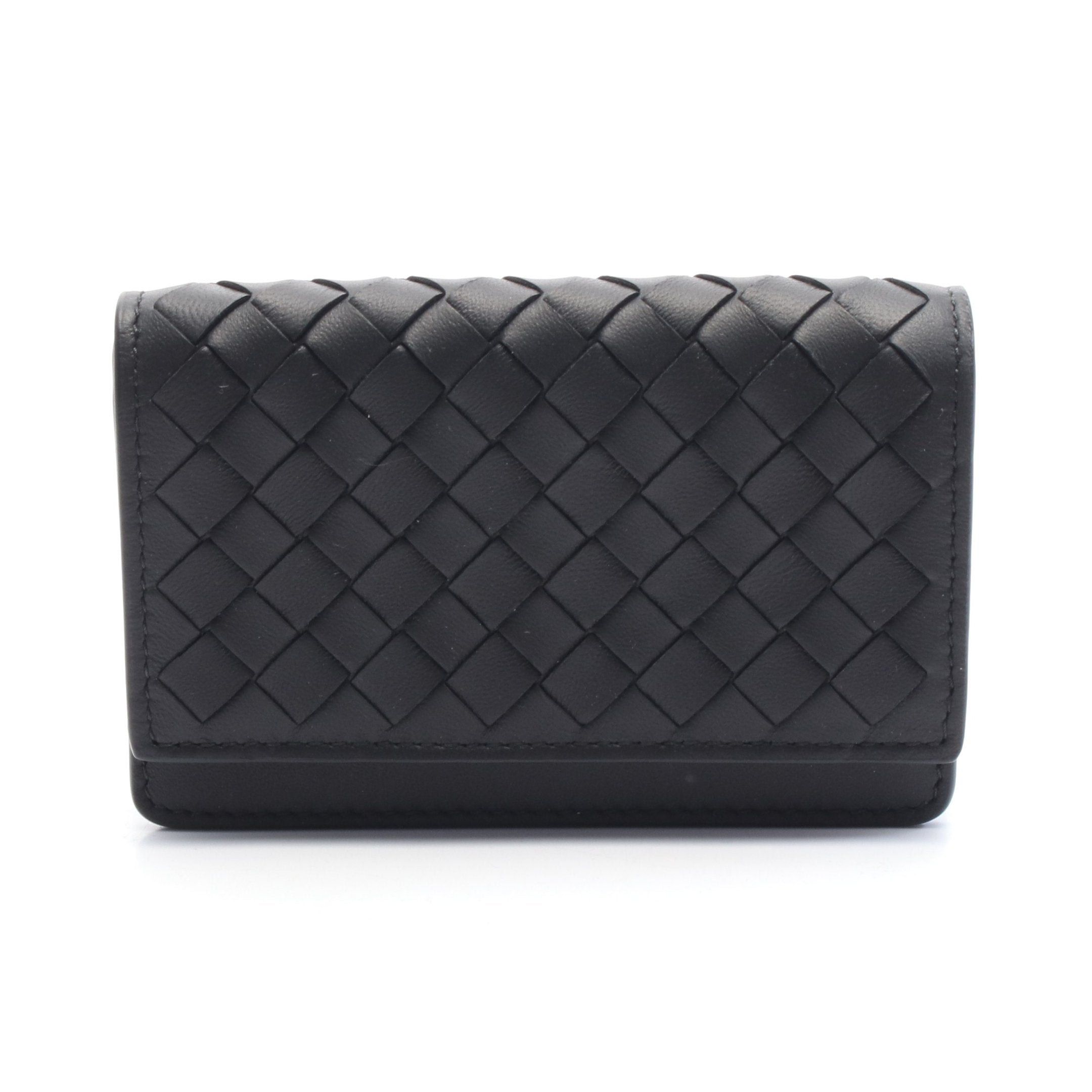 Bottega Veneta Bottega Veneta Intrecciato Card Case Name Holder Leather Black Size ONE SIZE - 1 Thumbnail