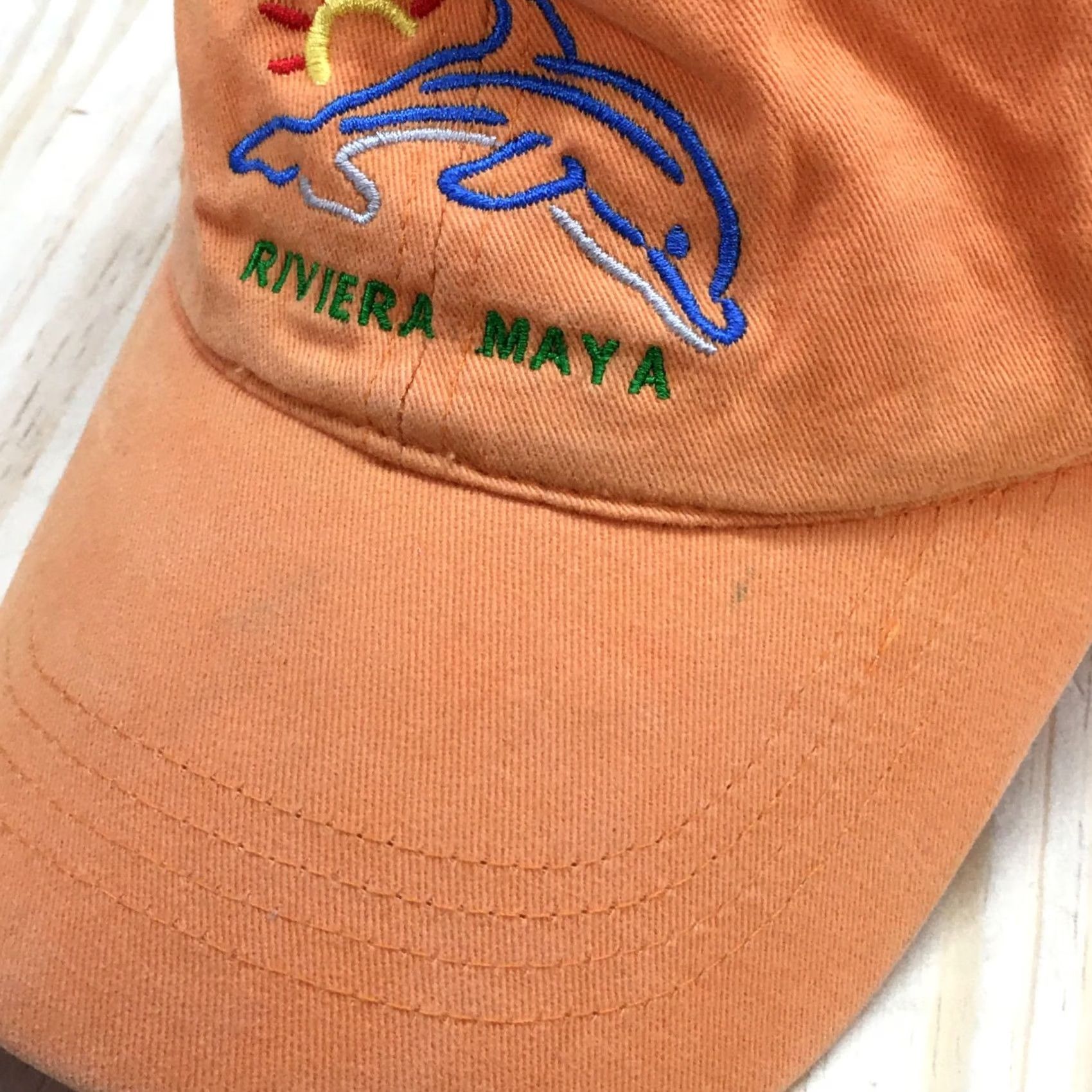 Vintage Riviera Maya Baseball Cap Orange OS Adjustable Curved Brim Embroidered Logo Mens Size ONE SIZE - 2 Thumbnail