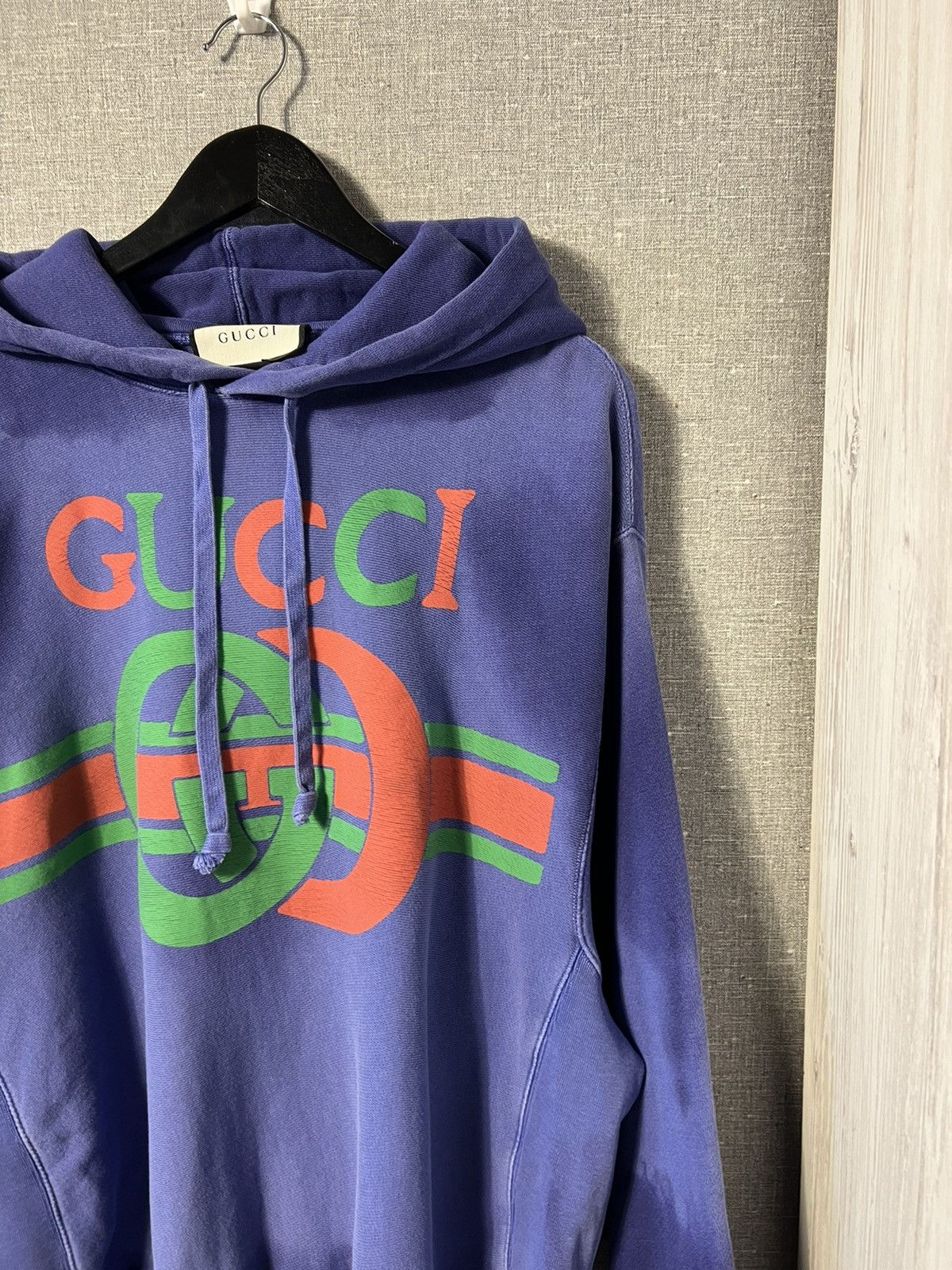 Gucci Gucci Blue Washed Effect Knit Interlocking GG Print Hoodie Size US M / EU 48-50 / 2 - 6 Thumbnail