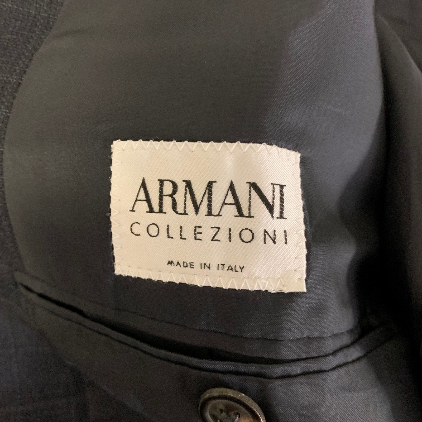 Armani Collezioni ARMANI COLLEZIONI 44 Navy Plaid Wool Notch Lapel Sport Coat Size 44R - 5 Thumbnail
