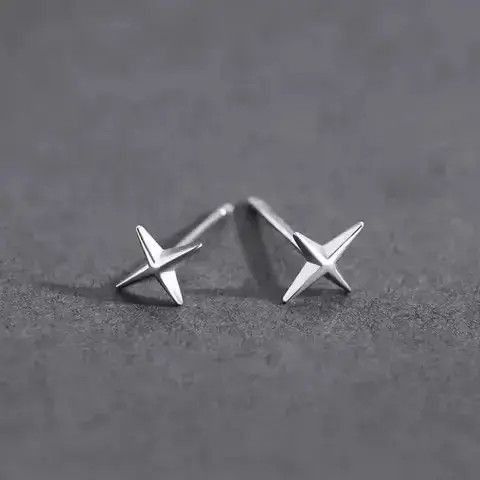 Jewelry Punk Small Cross Stud Earrings Size ONE SIZE - 3 Thumbnail