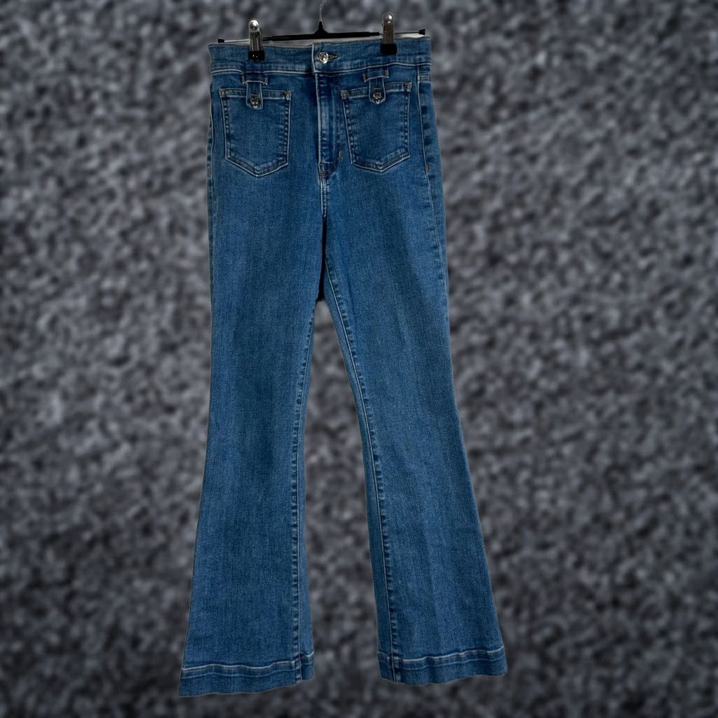 Veronica Beard Veronica Beard Carson Ankle Flare High Rise Jeans 26 Blue Denim Stretch Jeans Women Adult Regular Size 26 Blue Denim Stretch Size 26" / US 2 / IT 38 - 1 Thumbnail