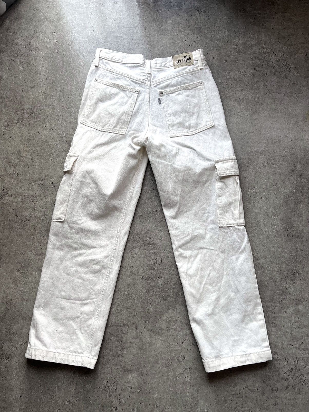 Vintage Rare Levi's SilverTab Baggy Cargo White Denim Pants y2k | Grailed