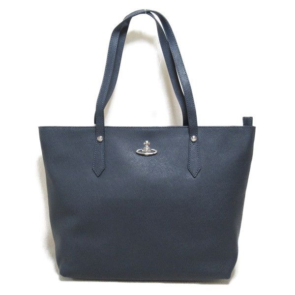 image of Vivienne Westwood Leather Tote Bag in Blue, Women's
