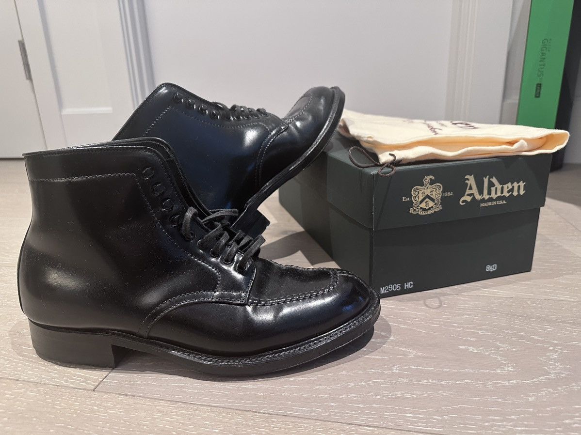 image of Alden For Clutch Cafe Black Shell Cordovan Tanker Boots, Men's (Size 8.5)