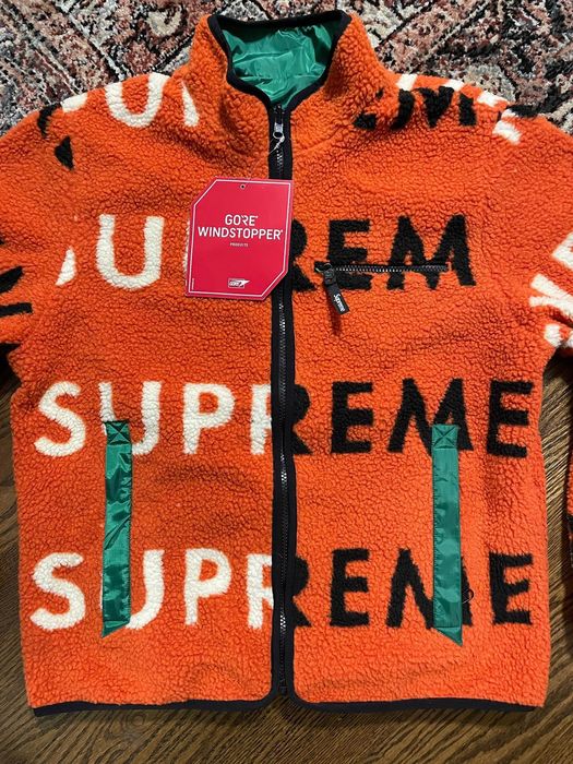 Supreme reversible logo fleece best sale jacket orange