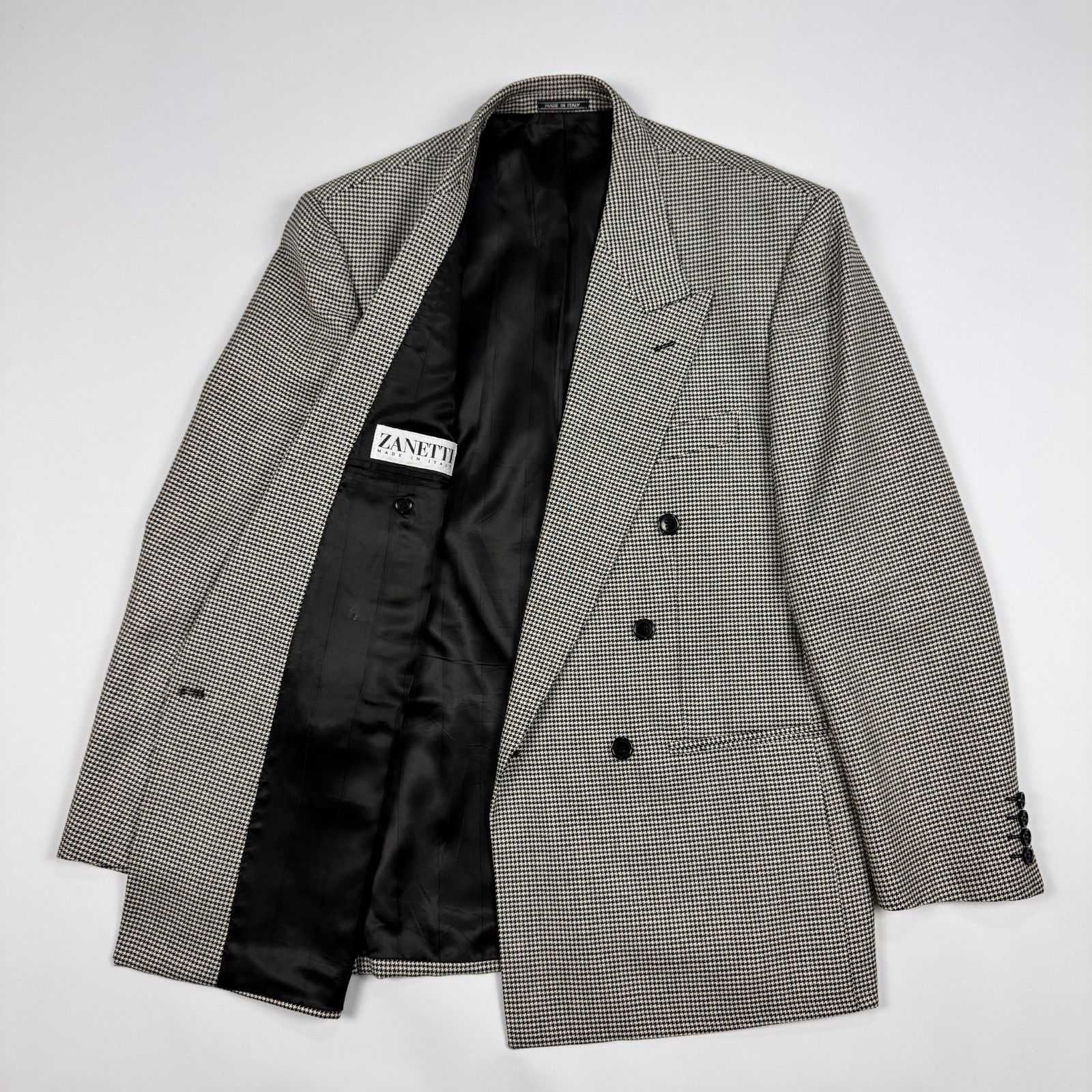 Zanetti Zanetti Italy DB Blazer 52R Silk Wool Houndstooth Sport Size 50R - 11 Thumbnail
