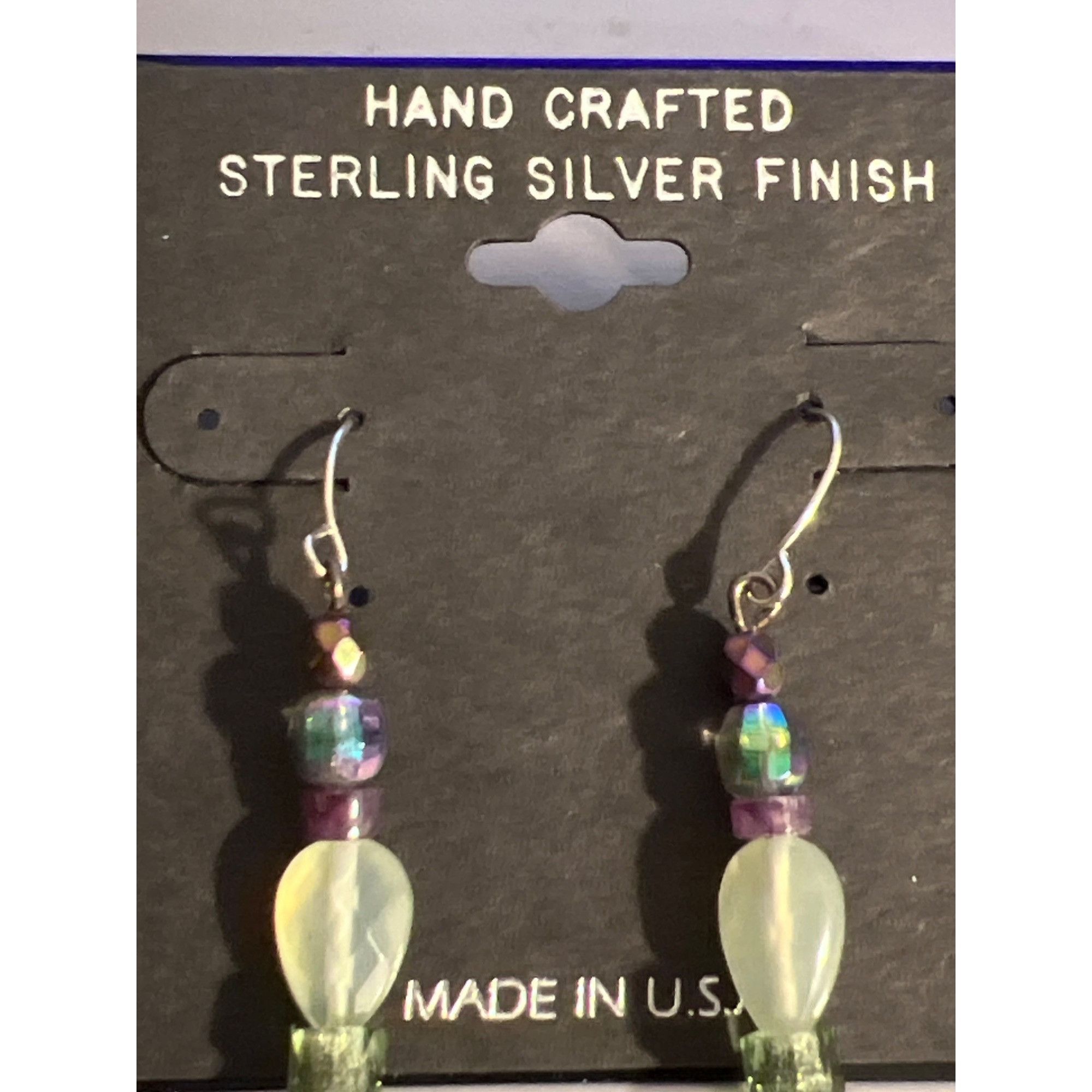 Other Handcrafted Sterling Silver Finish Art Glass Dangle Earrings Size ONE SIZE - 3 Thumbnail