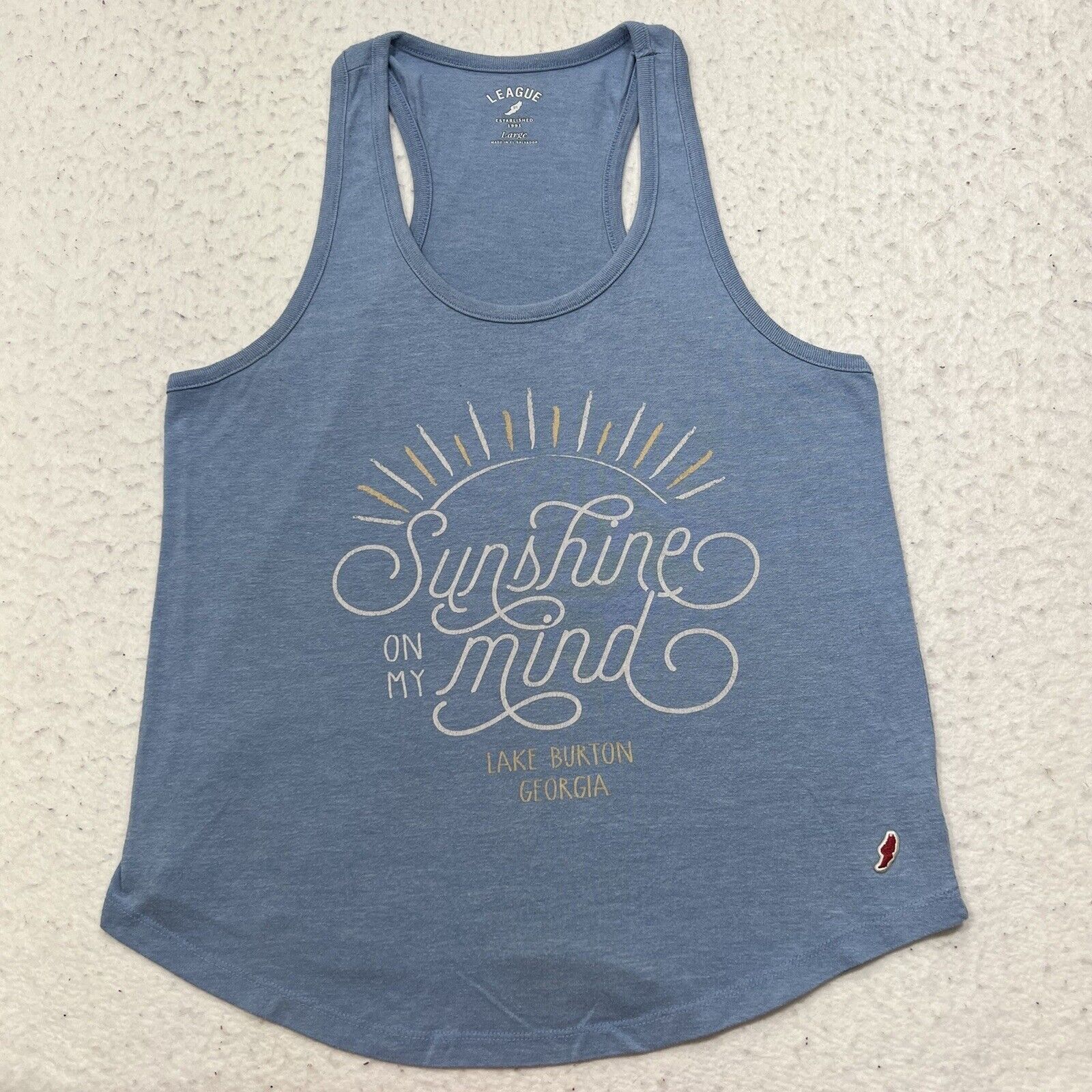 Other League Large Blue Tank Top Sunshine Mind Lake Burton Georgia Size L / US 10 / IT 46 - 1 Thumbnail