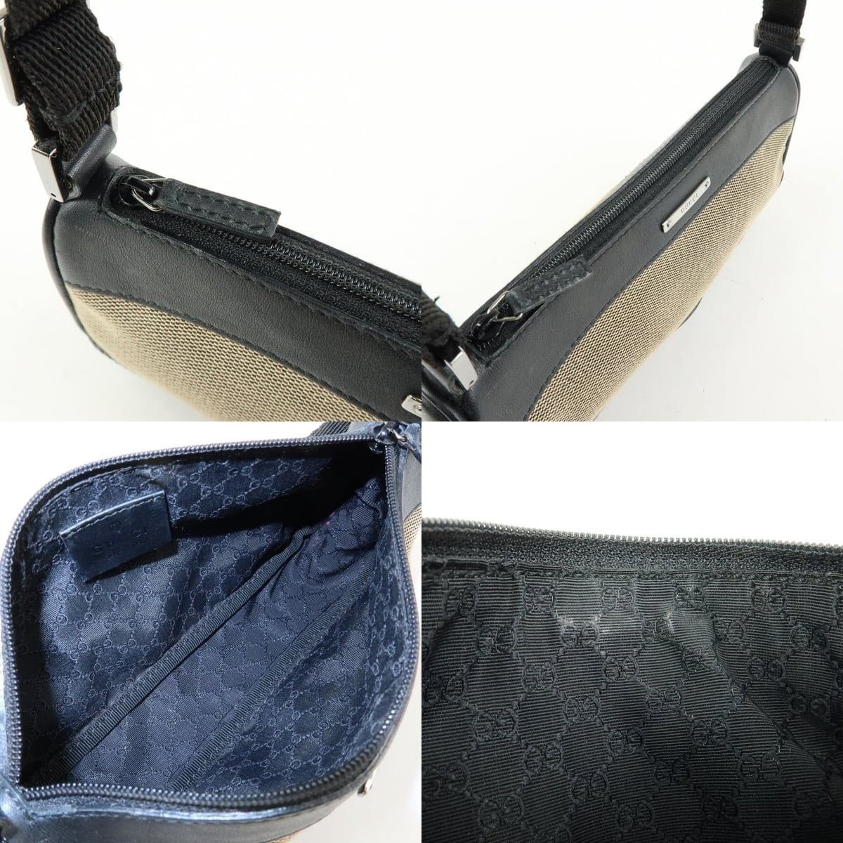 Gucci Gucci Logo Canvas & Leather Shoulder Bag Black Size ONE SIZE - 7 Thumbnail