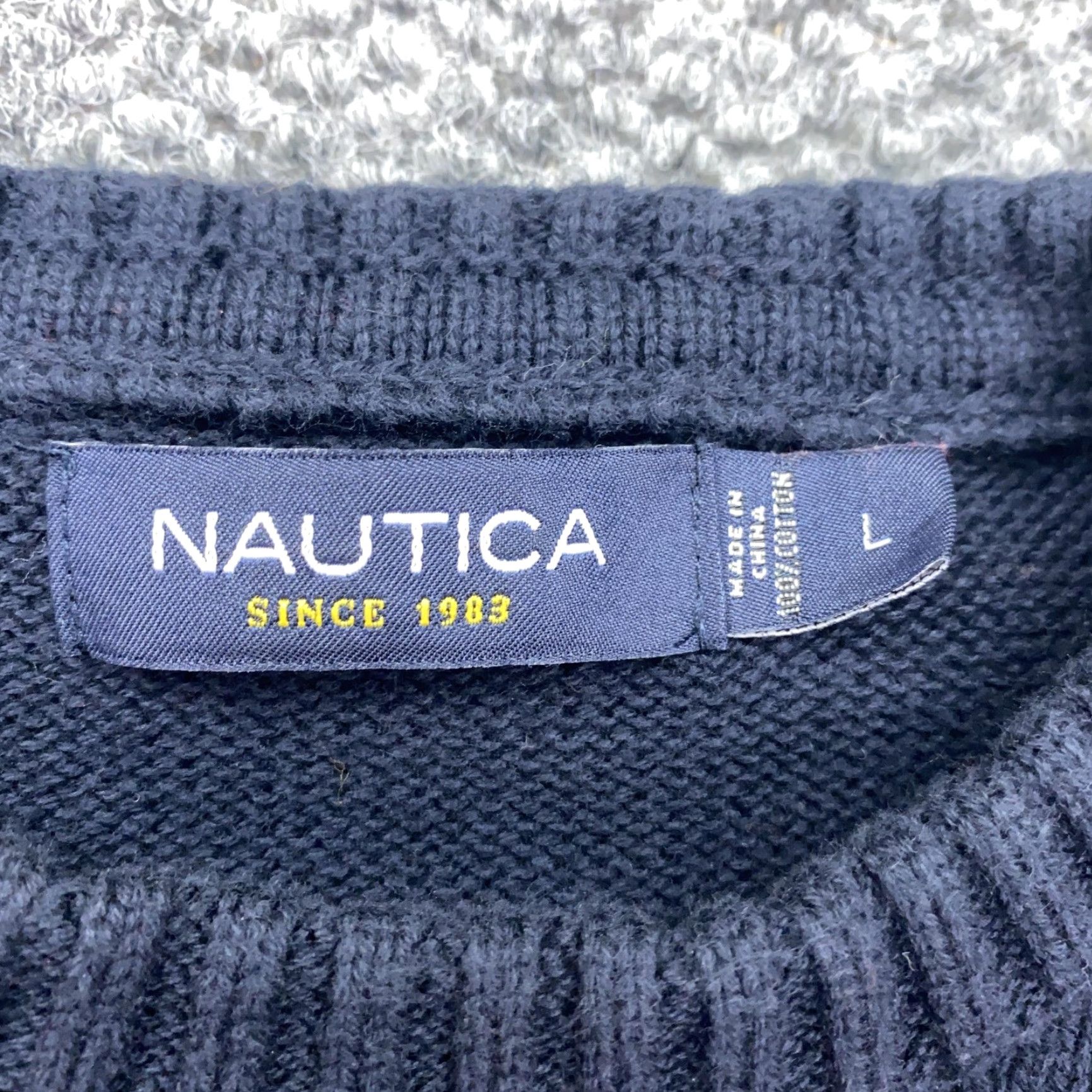 Nautica NAUTICA Sweater Mens Large Blue Fair Isle Crewneck Pullover Knit Cotton Preppy Size US L / EU 52-54 / 3 - 7 Thumbnail