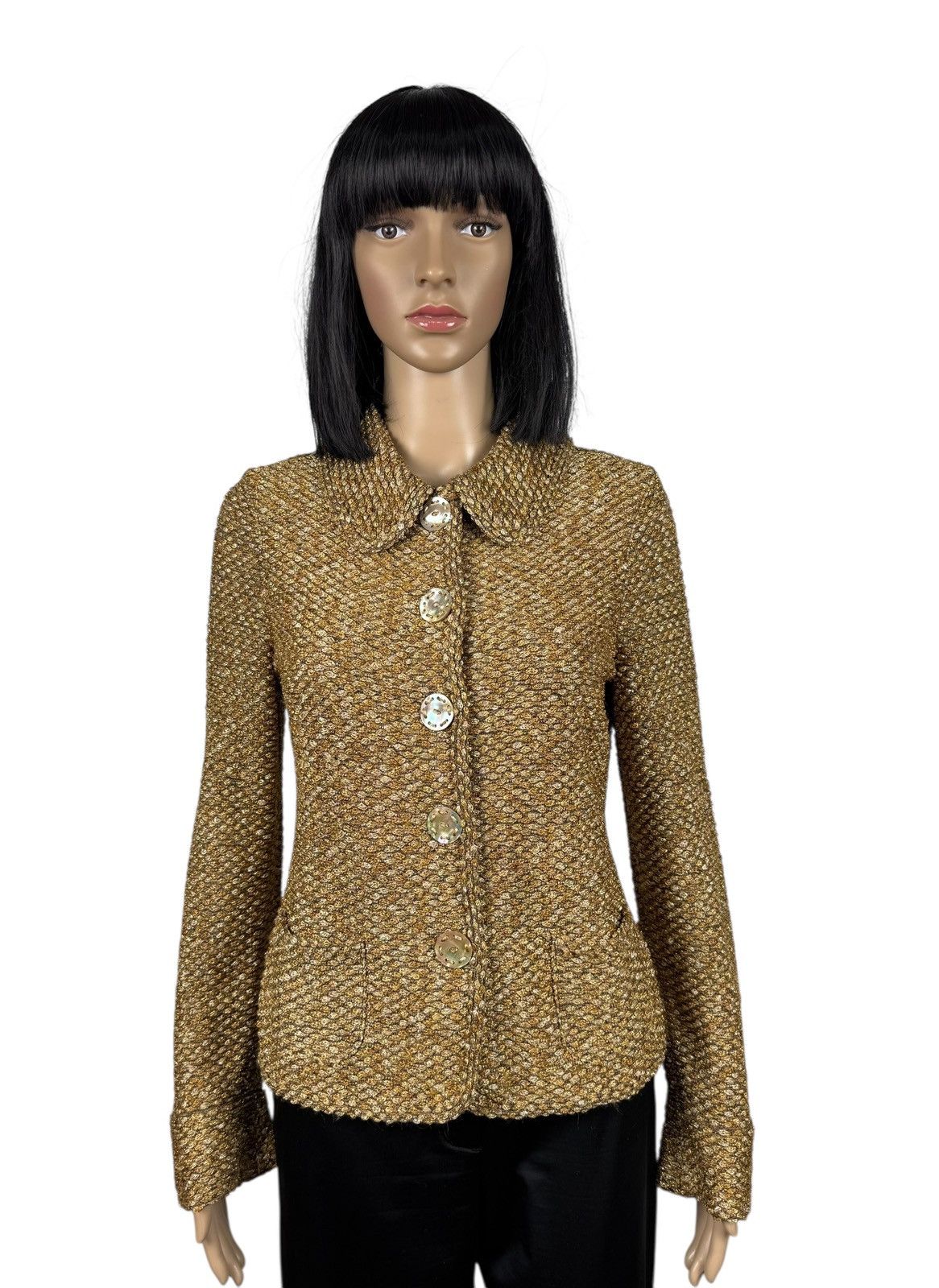 Escada Escada Gold Woven Viscose Jacket Collared size DE38 IT44 Size M / US 6-8 / IT 42-44 - 1 Thumbnail