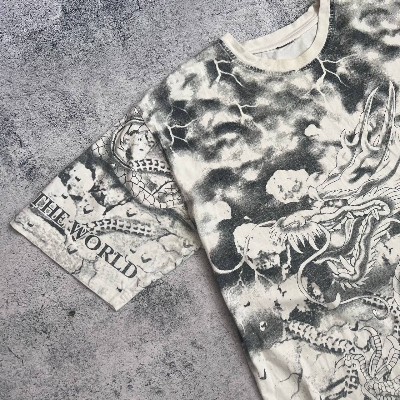 Japanese Brand × Vintage Vintage 90s Japanese Dragon White All Over Print Shirt Mens Size US XL / EU 56 / 4 - 9 Thumbnail