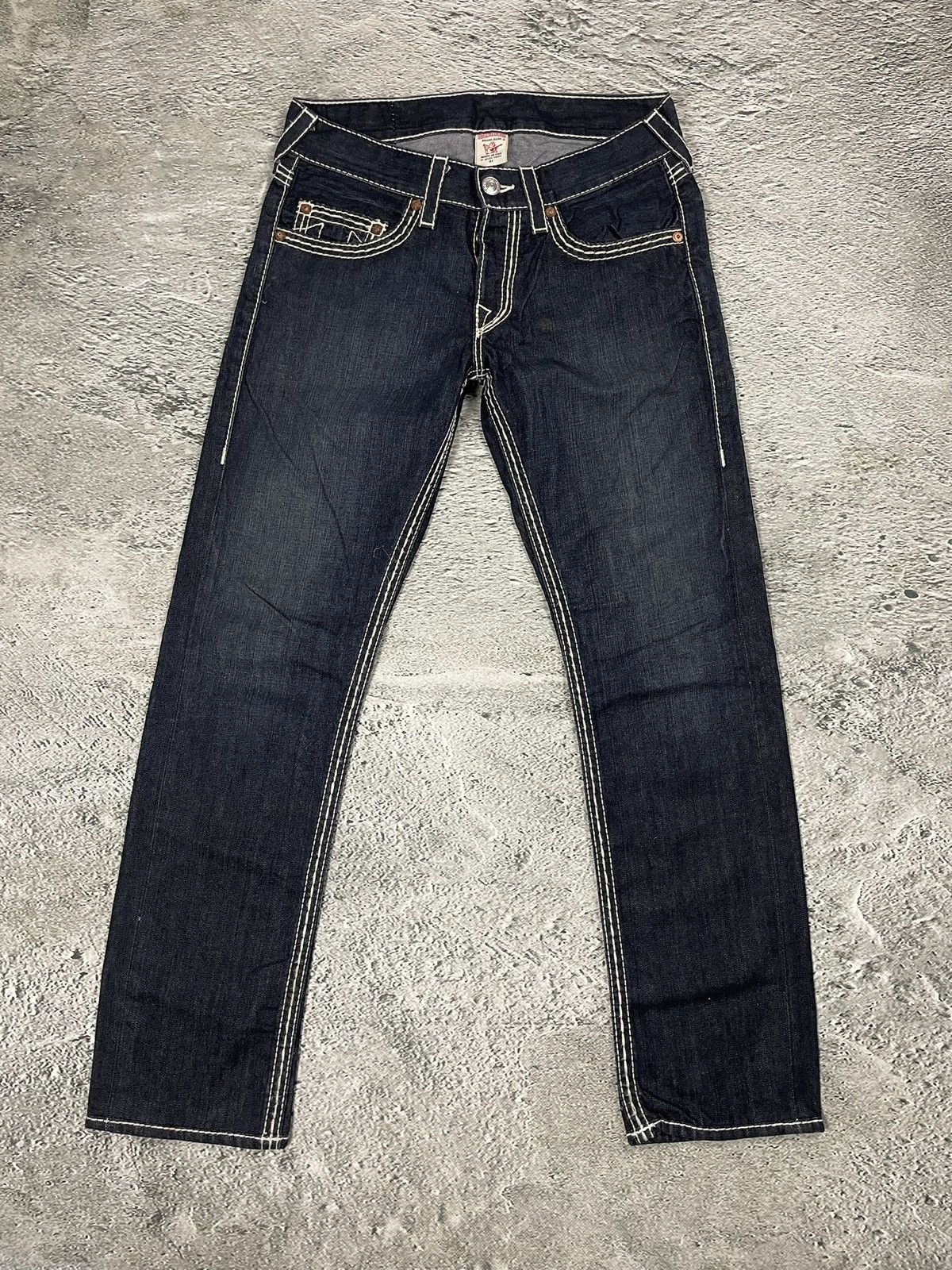 True Religion True Religion jeans navy blue white stitching straight Y2K Size US 31 - 4 Thumbnail