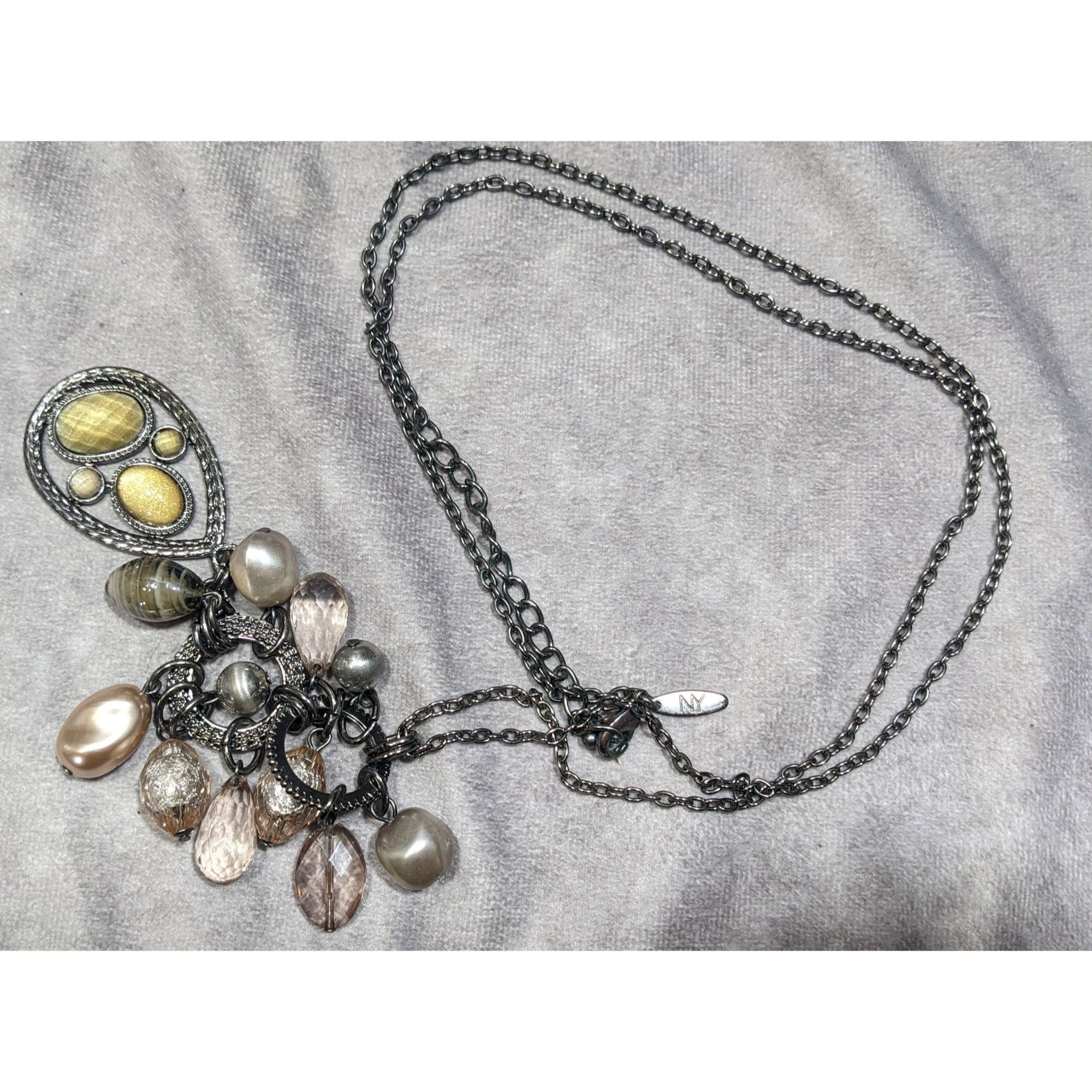 Other NY Y2K Glam Yellow And Silver Tone Cluster Pendant Necklace Size ONE SIZE - 5 Thumbnail