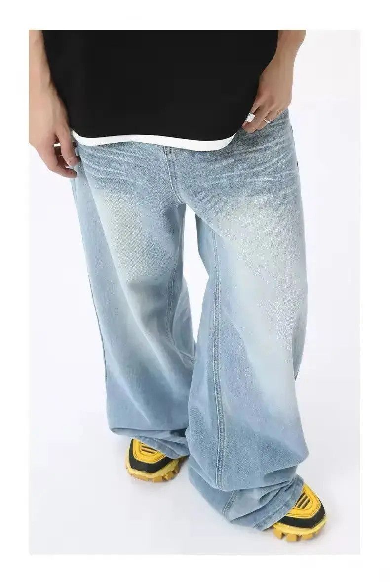 Japanese Brand Washed Blue Baggy Distressed Classic Loose Jeans Y2k Size US 32 / EU 48 - 4 Thumbnail
