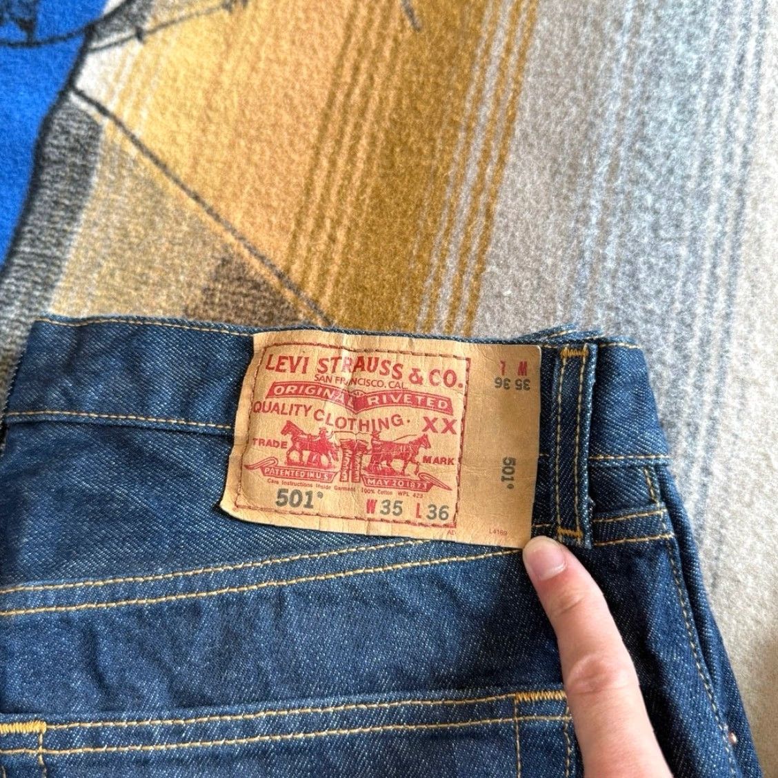 Levi's VINTAGE Levi’s 501xx Button Fly Denim Jeans Men 35x36 Blue Regular Inseam 36" Solid Mid Rise Straight 501oo? (Wait). Size US 35 - 2 Thumbnail
