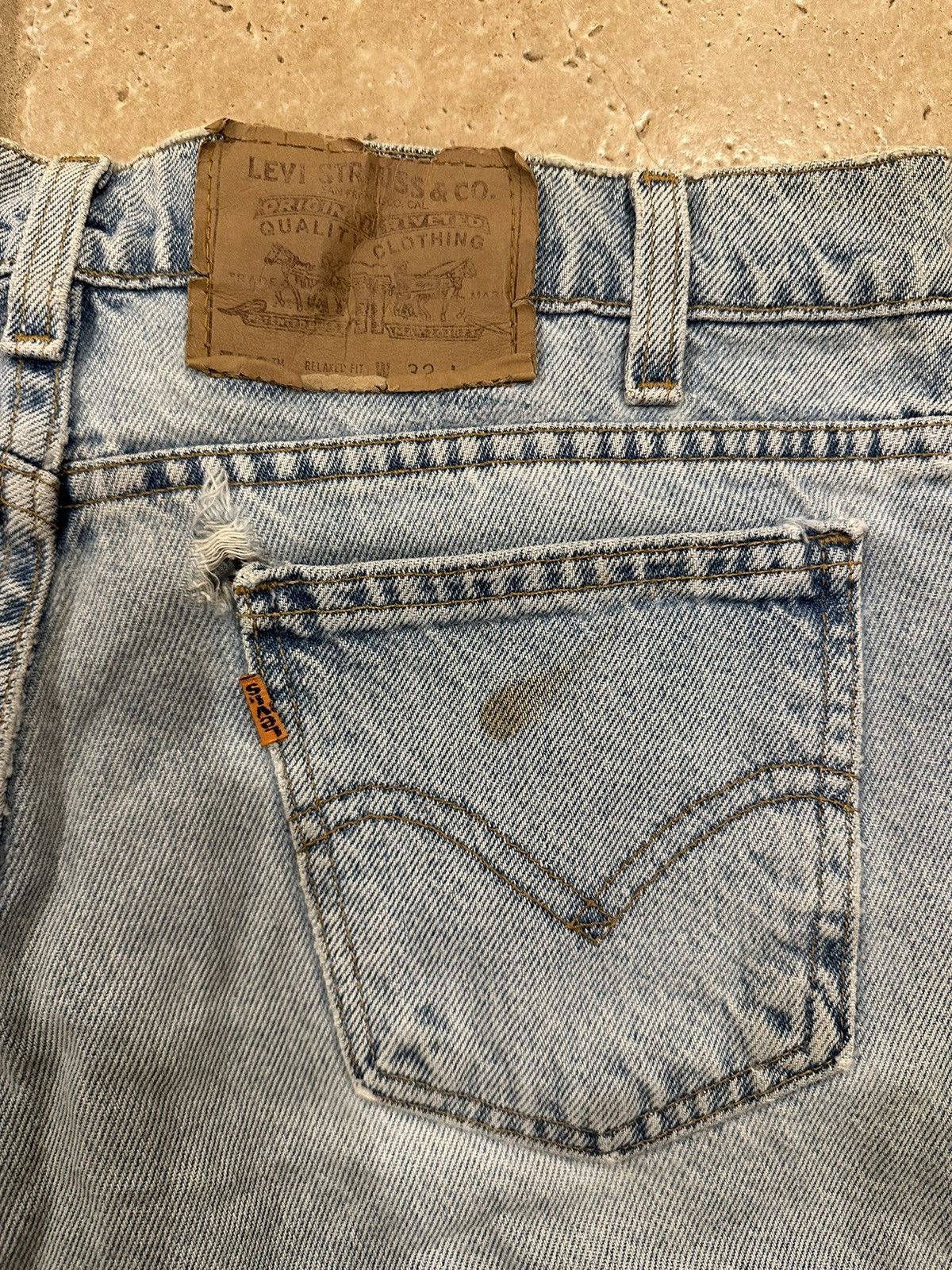 Levi's Levi’s Vintage 550 Denim Light Wash Paint Shorts Orange Tab Size US 32 / EU 48 - 7 Thumbnail