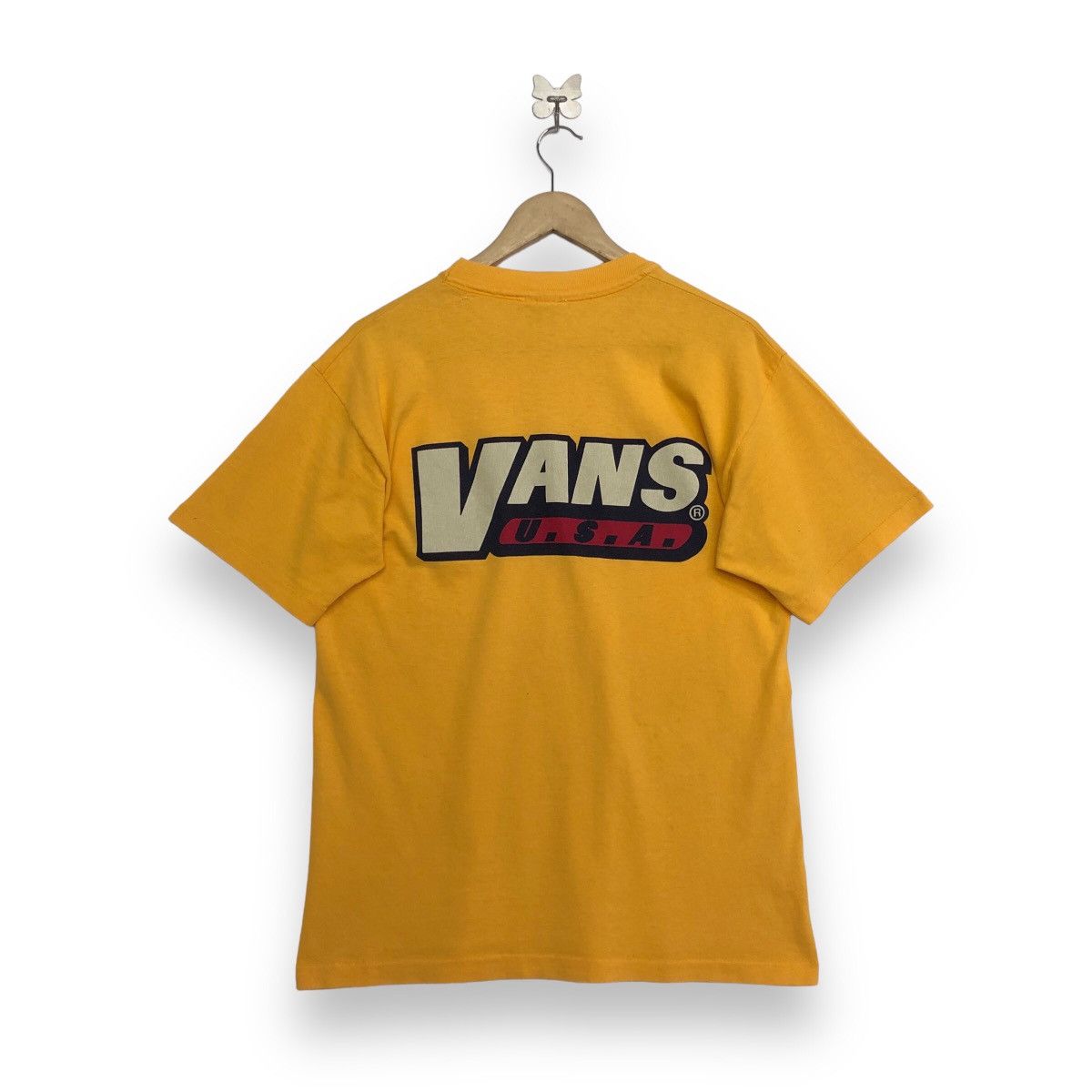 image of Skategang x Vans Vintage Vans U.s.a Back Hit Skate Tees in Yellow, Men's (Size Medium)