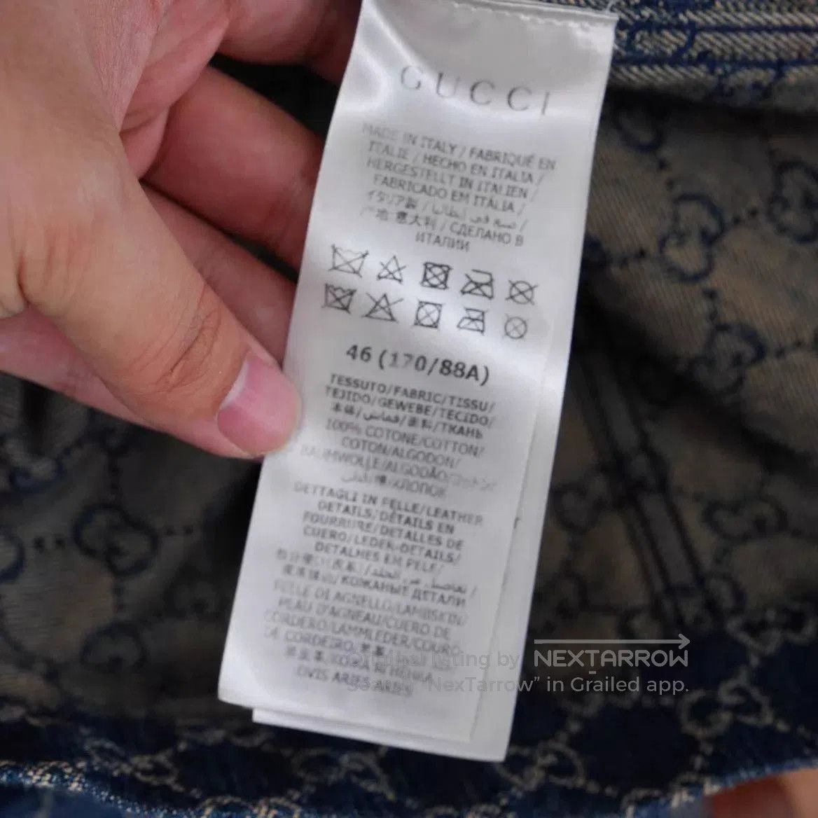 Gucci Blue Denim Jacket with Pattern & Leather Accents . Size US S / EU 44-46 / 1 - 6 Thumbnail