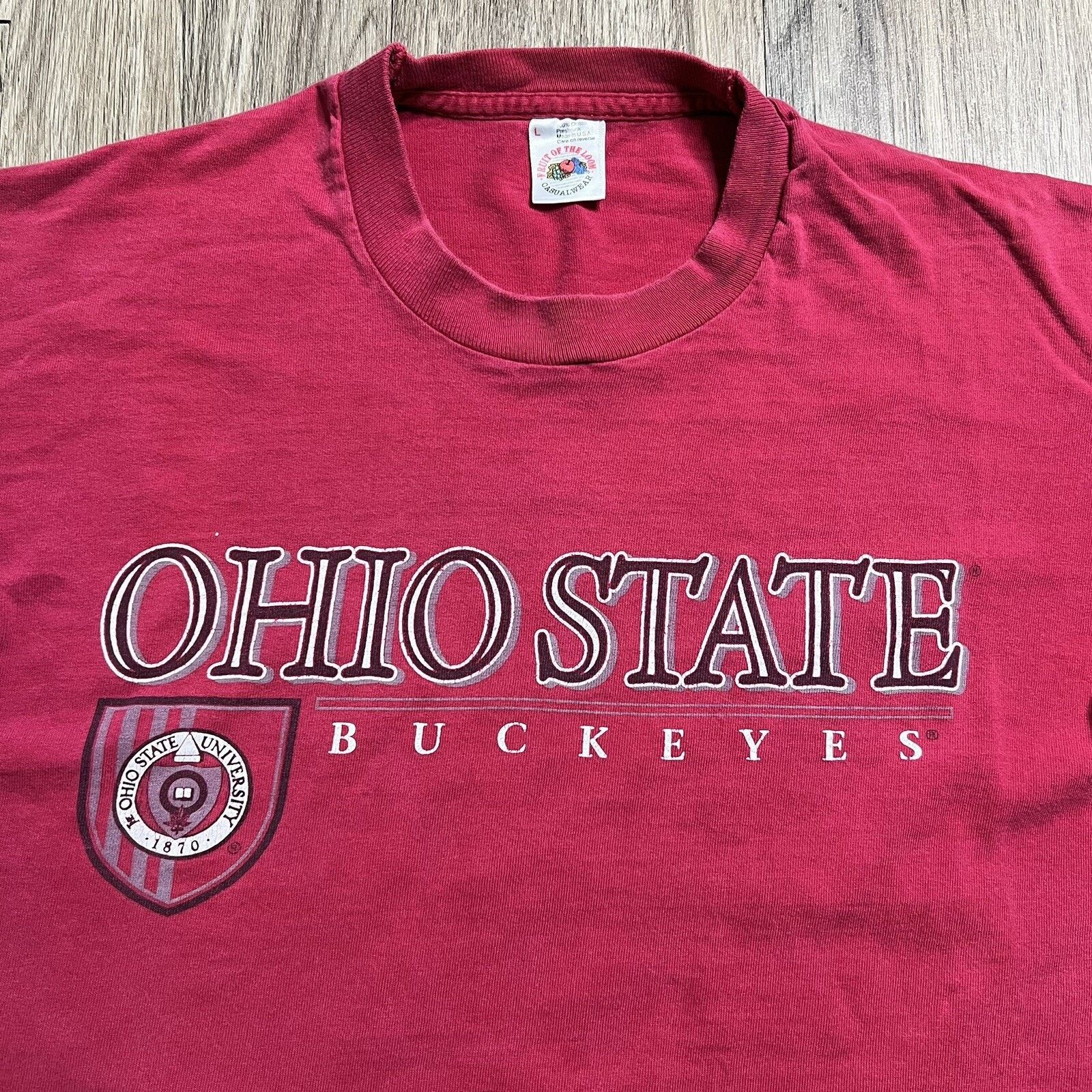 Fruit Of The Loom Vintage 90s Ohio State University Single Stitch Tshirt Large Size US L / EU 52-54 / 3 - 4 Thumbnail