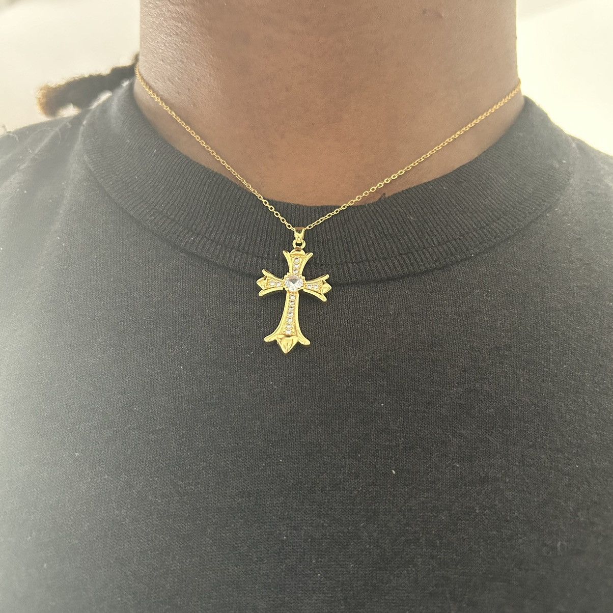 Japanese Brand × Vintage Y2K 2000s Gold studded big cross pendant rapper chain Size ONE SIZE - 5 Thumbnail