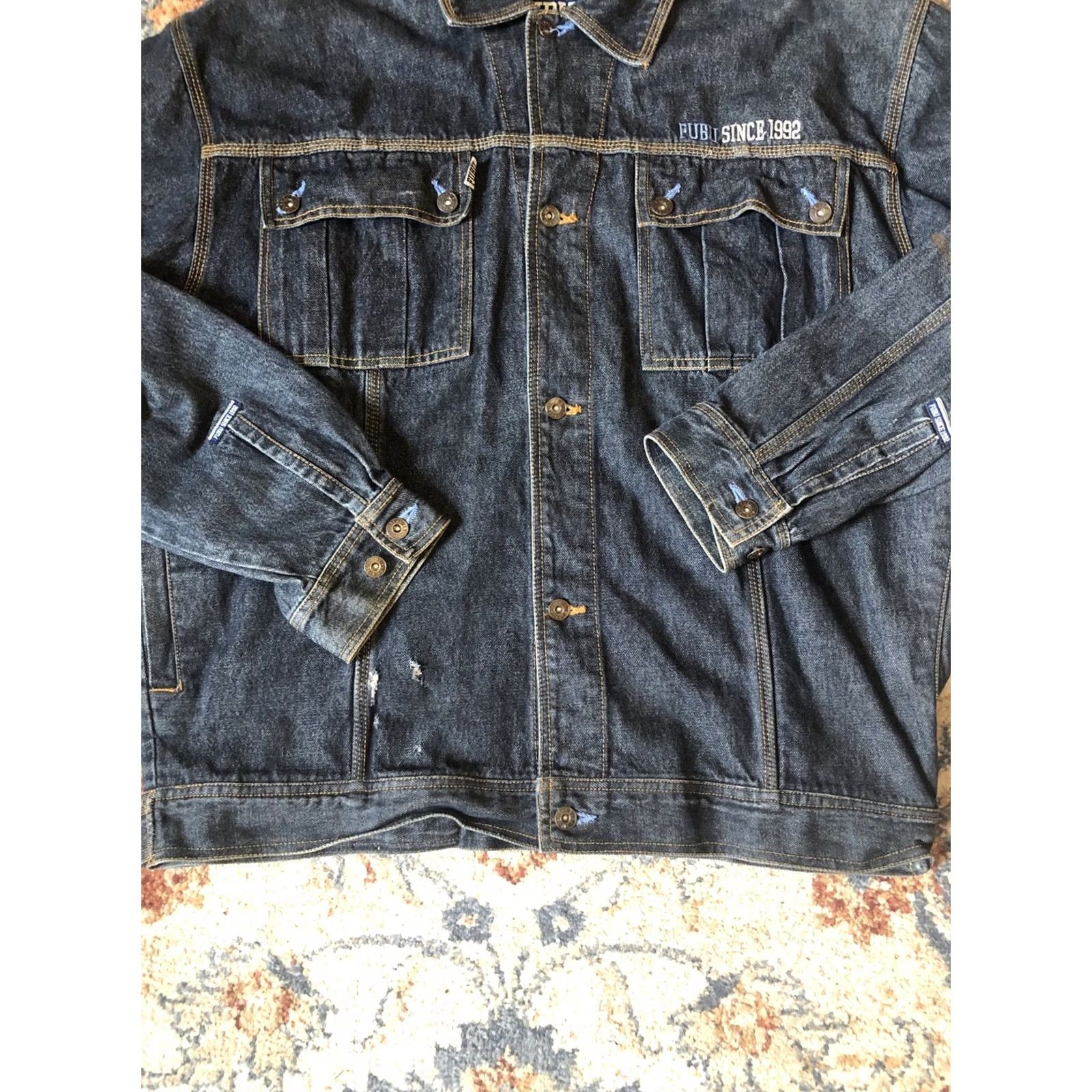 Fubu VINTAGE FUBU Denim Jacket XL Men’s Blue 90s Hip Hop Embroidered Logo Button Closure Pockets Mid-Length Denim Jacket Jacket Coat Size US XL / EU 56 / 4 - 6 Thumbnail
