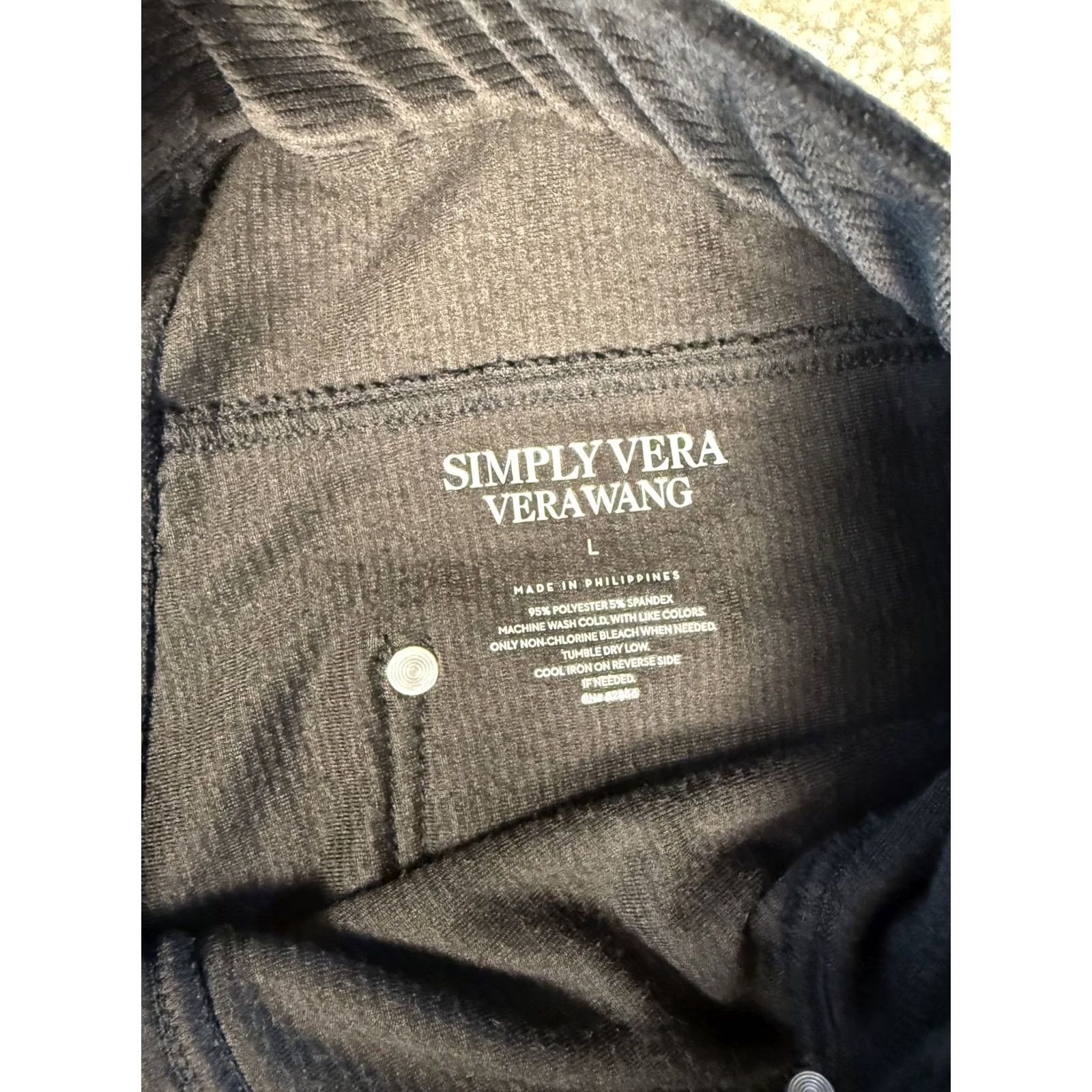 Vintage Simply Vera Vera Wang Black Dress Pants L Stretch Waist Pull On Ultrasuede Womens Size 36" / US 14 / IT 50 - 2 Thumbnail