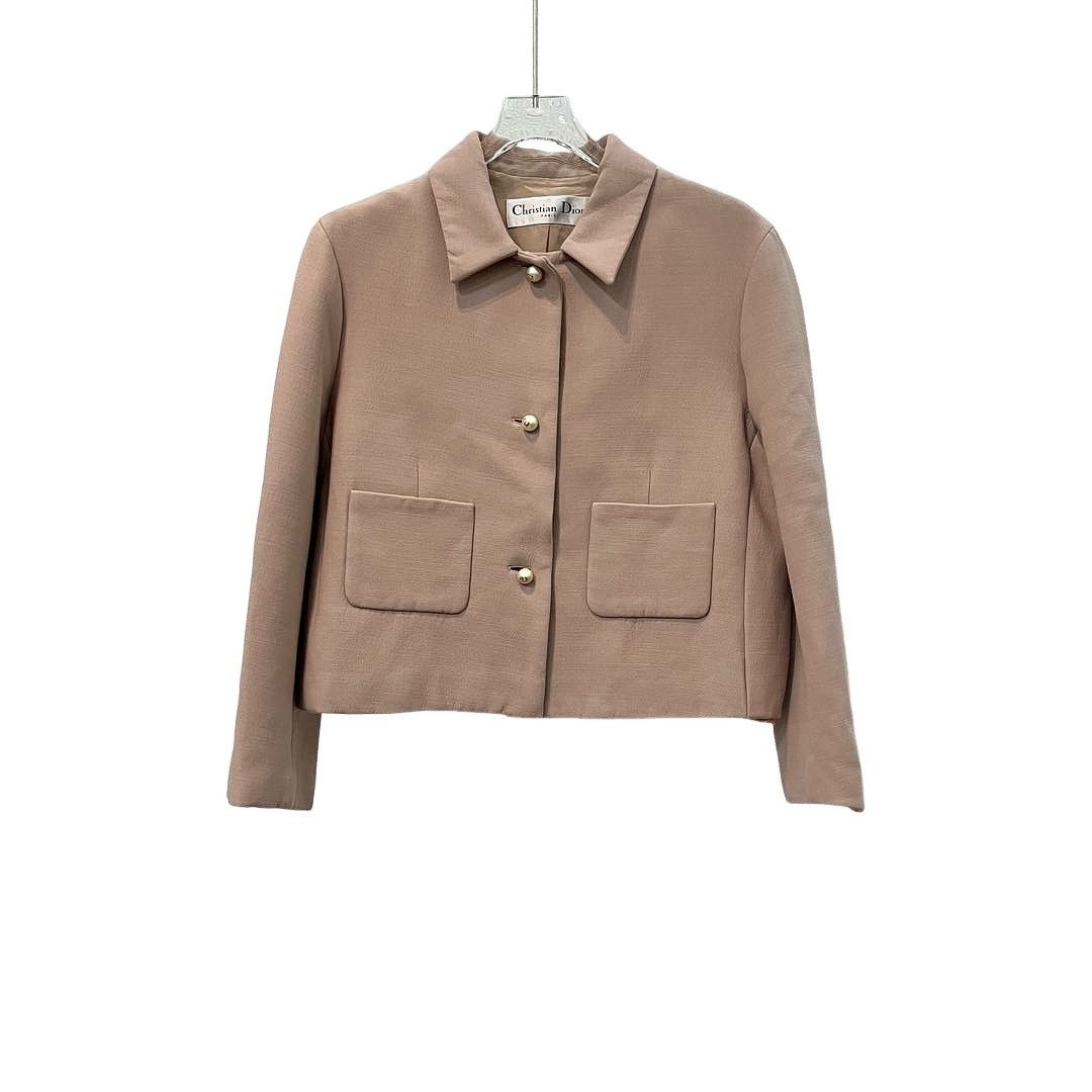 Christian Dior Wool Silk Blend Jacket Size Fr_40 in Beige, Women's (Size M)