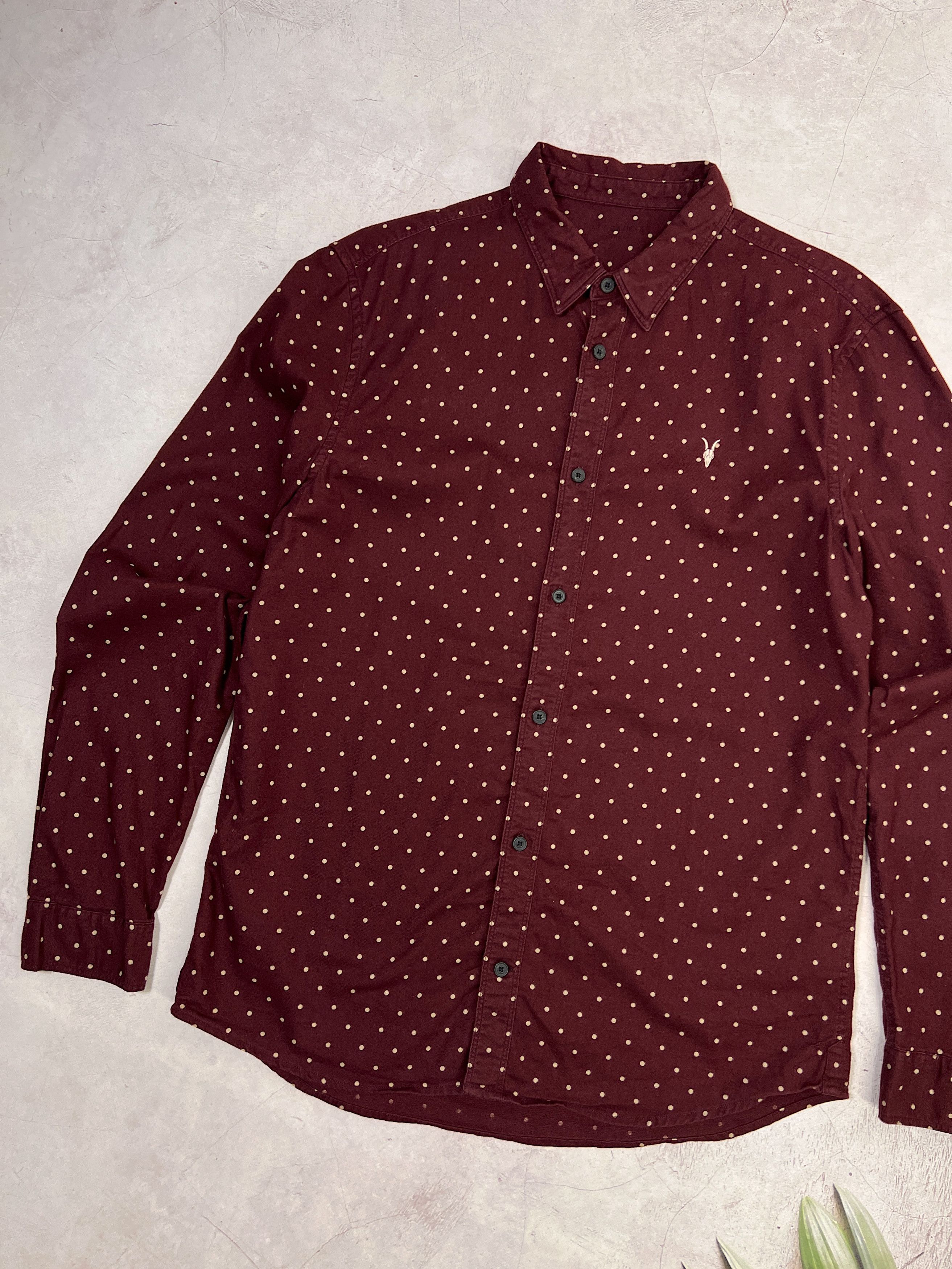 Allsaints Allsaints Bethel Shirt LS Burgundy & White Polka Dot Size US M / EU 48-50 / 2 - 2 Thumbnail