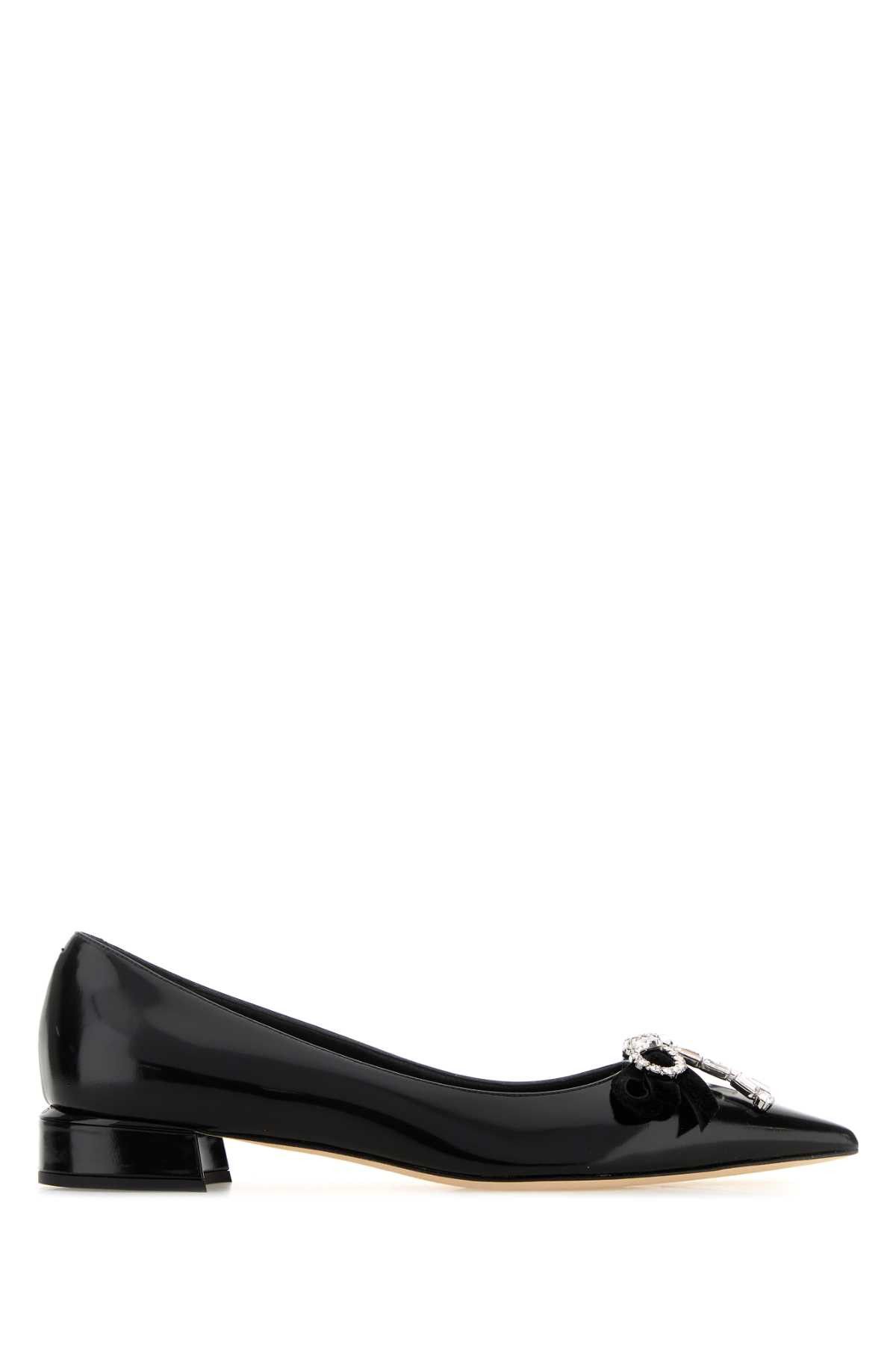 Jimmy Choo Black Leather Auria Ballerinas Size US 7 / IT 37 - 1 Thumbnail