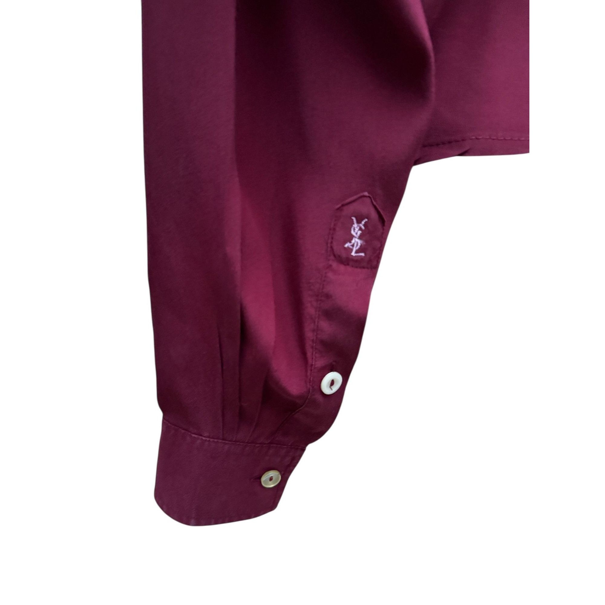 Yves Saint Laurent Vintage Burgundy Silk Shirt Size M / US 6-8 / IT 42-44 - 4 Thumbnail