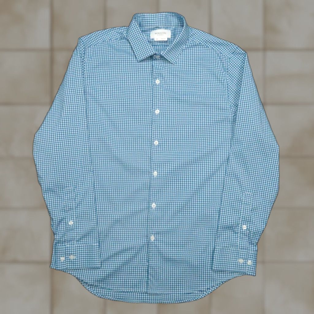 Vintage Ministry Of Supply Shirt Men Large Blue White Gingham Slim Long Sleeve Button-Up Size US L / EU 52-54 / 3 - 1 Thumbnail