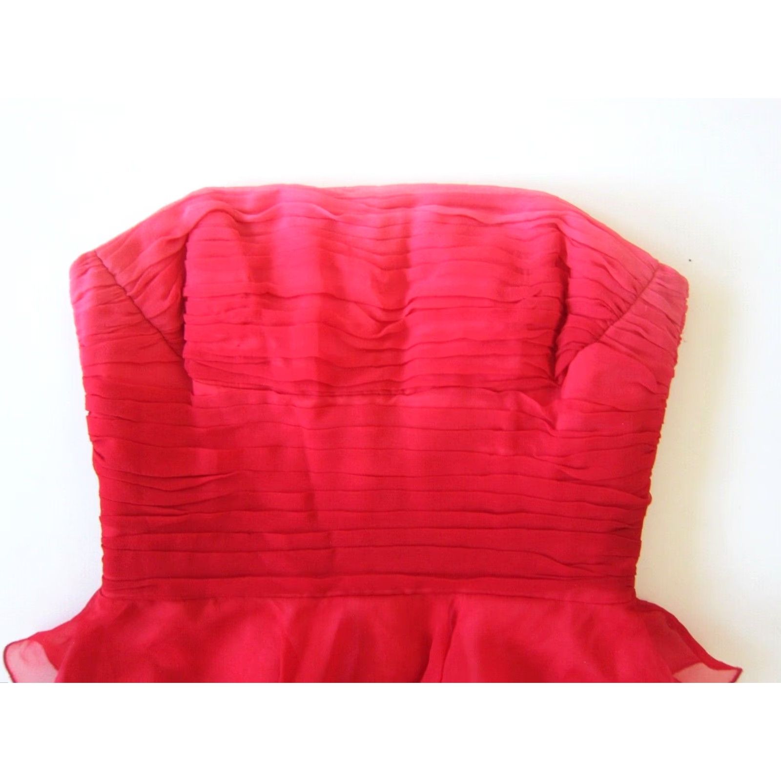 Laundry by Shelli Segal Laundry by Shelli Segal Dress 2 Strapless Pink 100% Silk Ruched Ruffle Party Knee Length Size XS / US 0-2 / IT 36-38 - 3 Thumbnail
