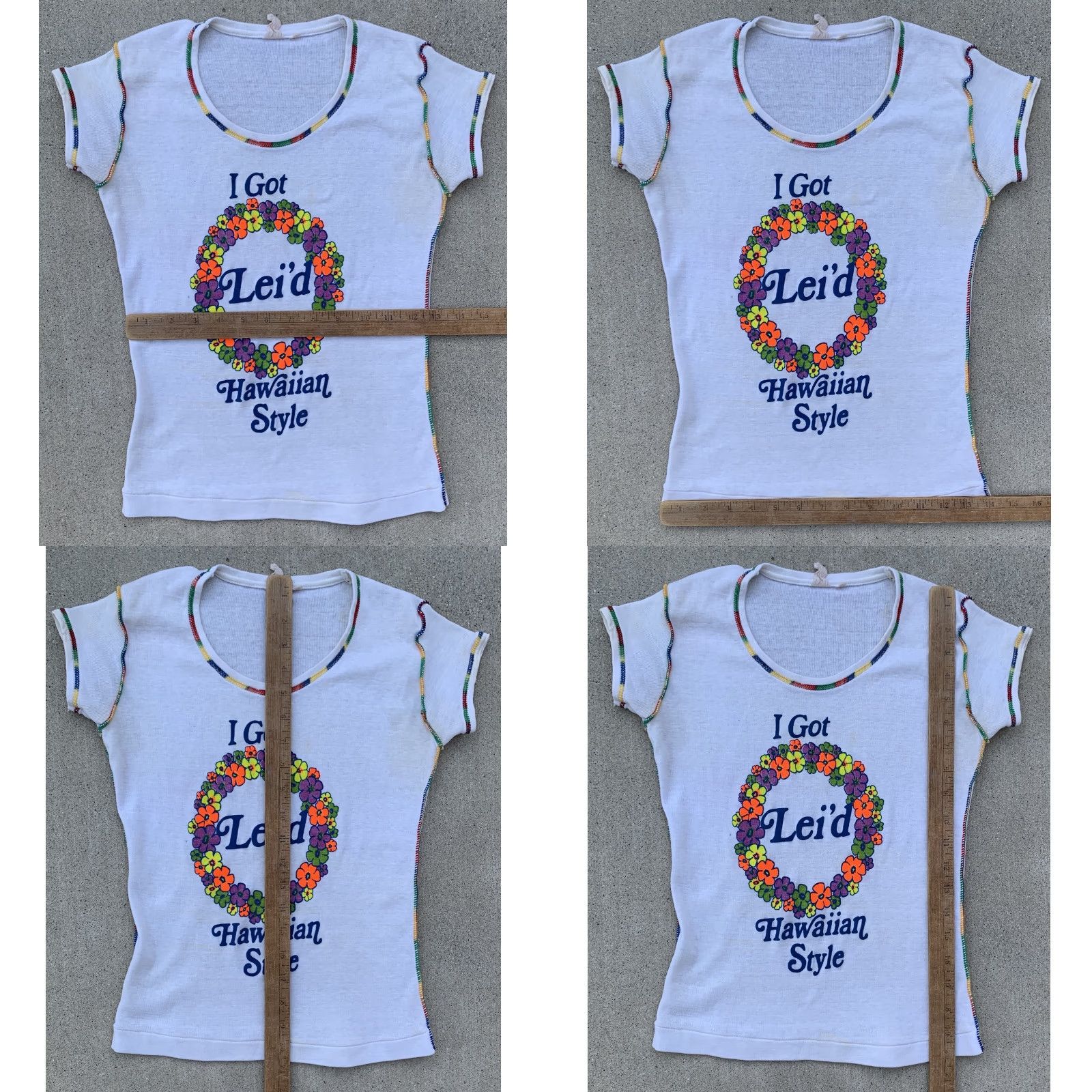 Rainbow VINTAGE I Got Leid Hawaiian Style Ladies T Shirt Neon Graphics Rainbow Stitching Size M / US 6-8 / IT 42-44 - 11 Thumbnail