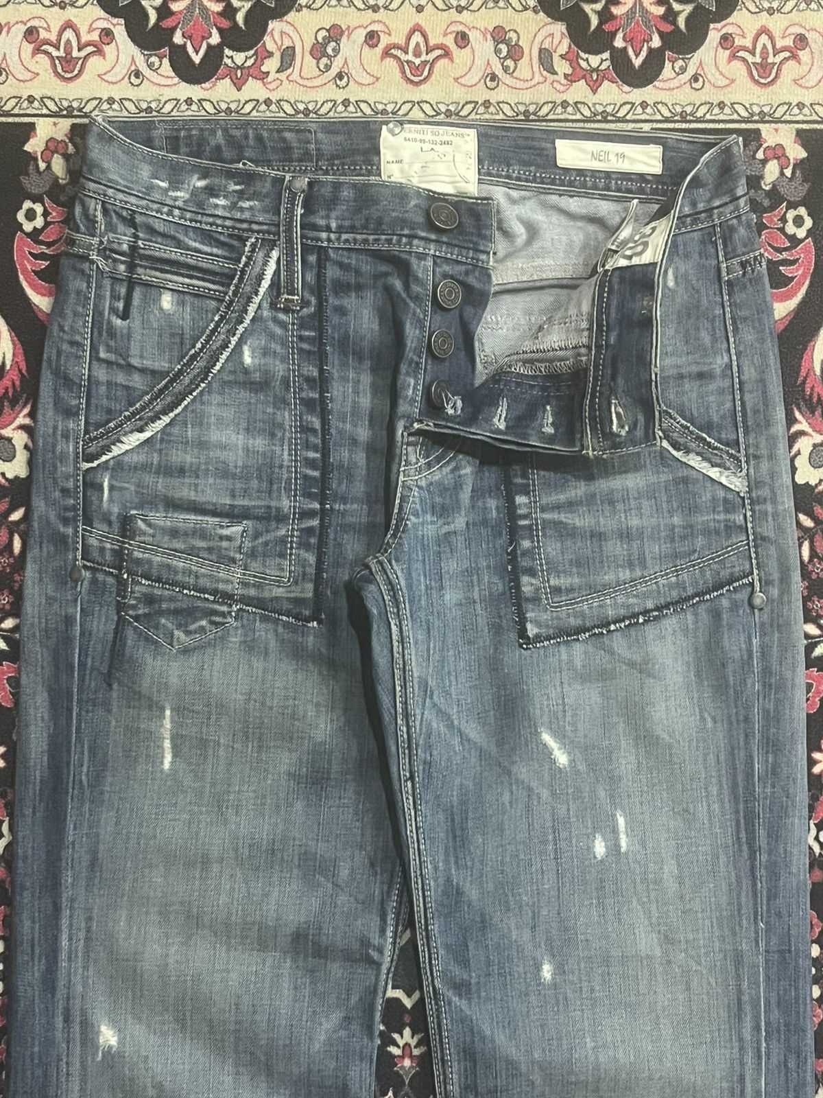 Jimmy Taverniti Jimmy Taverniti Bushpants Style Buttonfly Fringe Flare Jeans Size US 30 / EU 46 - 5 Thumbnail