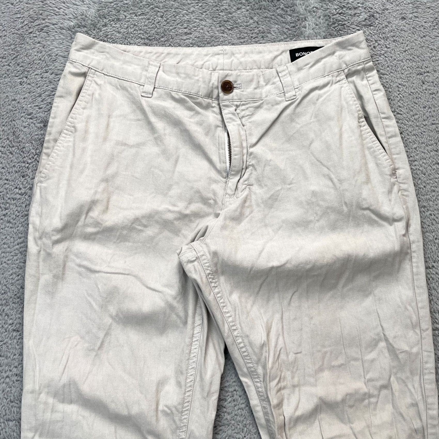 Bonobos Bonobos Pants Mens 32x30 Chino Slim Fit Straight Leg Cotton Spandex Beige Flat Front Baggy? Size US 32 / EU 48 - 3 Thumbnail