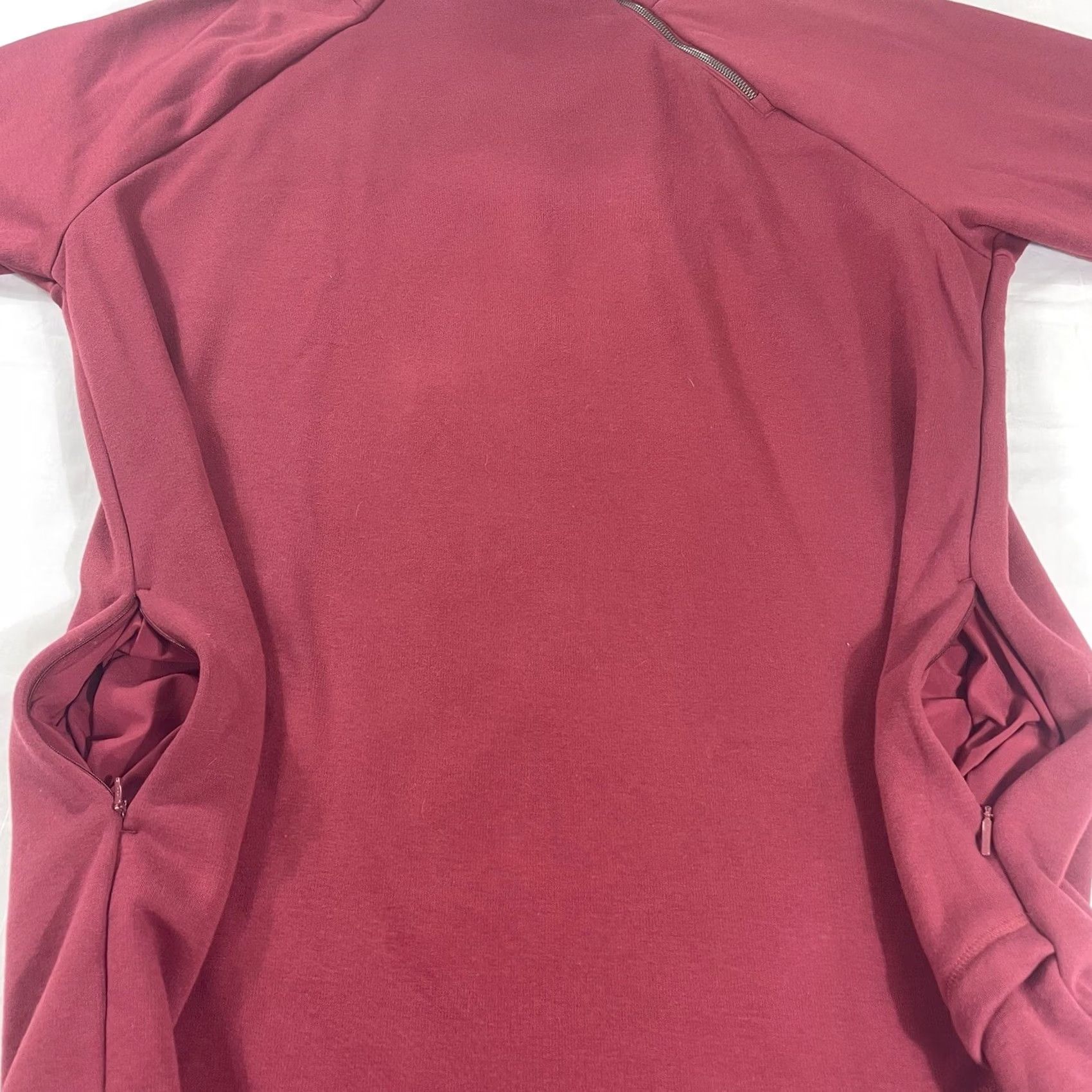 Athleta Athleta Women's 2X Cozy Karma Sweatshirt Dress Asymmetrical Burgundy Zip Pockets Dress Size XXL / US 16-18 / IT 52-54 - 4 Thumbnail