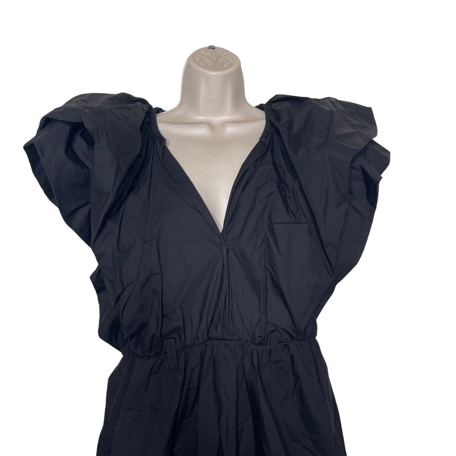 Other MANTU Black Deep V-Neck Ruffle Midi Dress no belt 46 US 10 Size L / US 10 / IT 46 - 7 Thumbnail