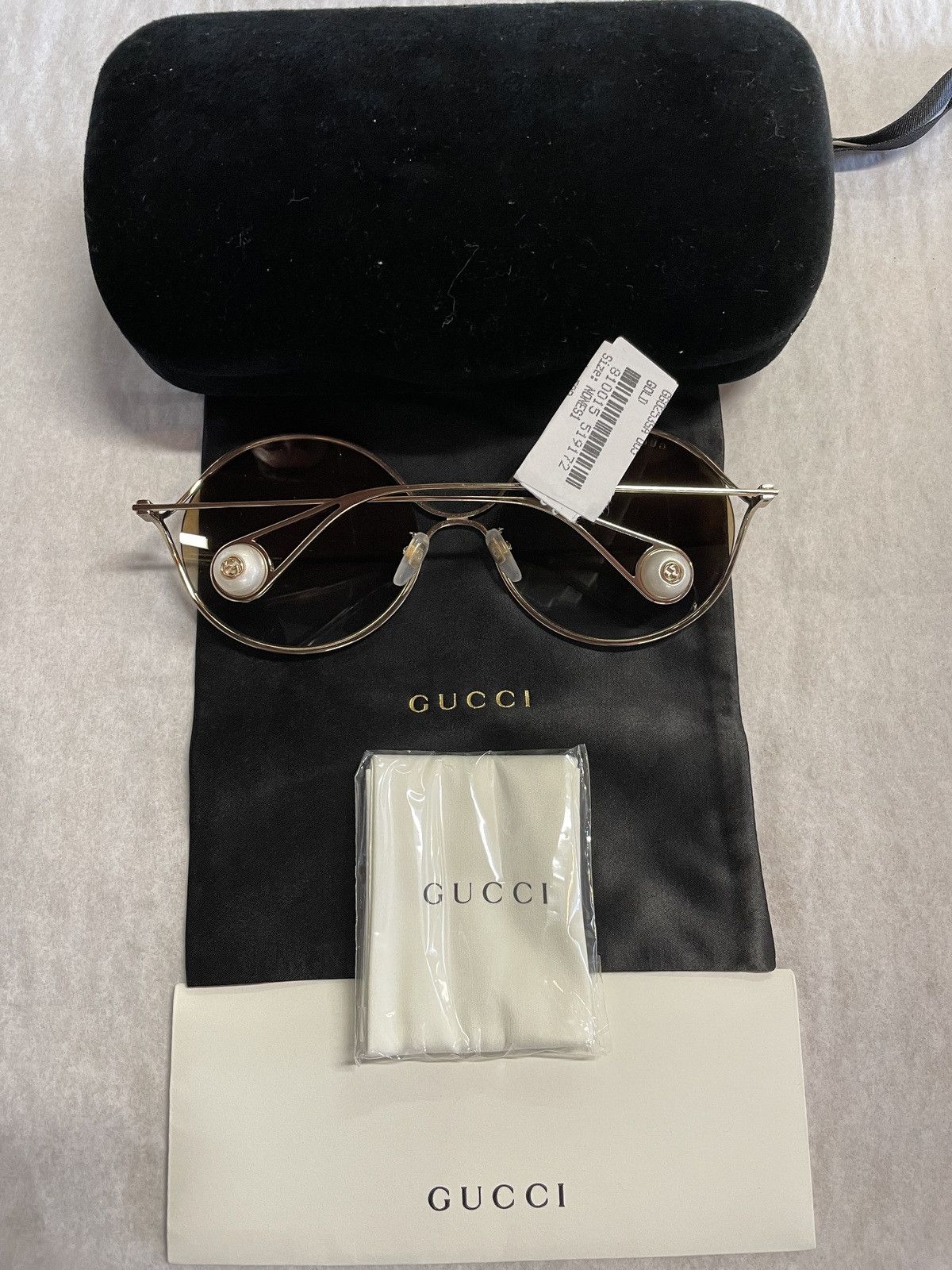 Gucci Gucci GG 0253S 005 Shiny Endura Gold Metal Round Sunglasses Size ONE SIZE - 6 Thumbnail