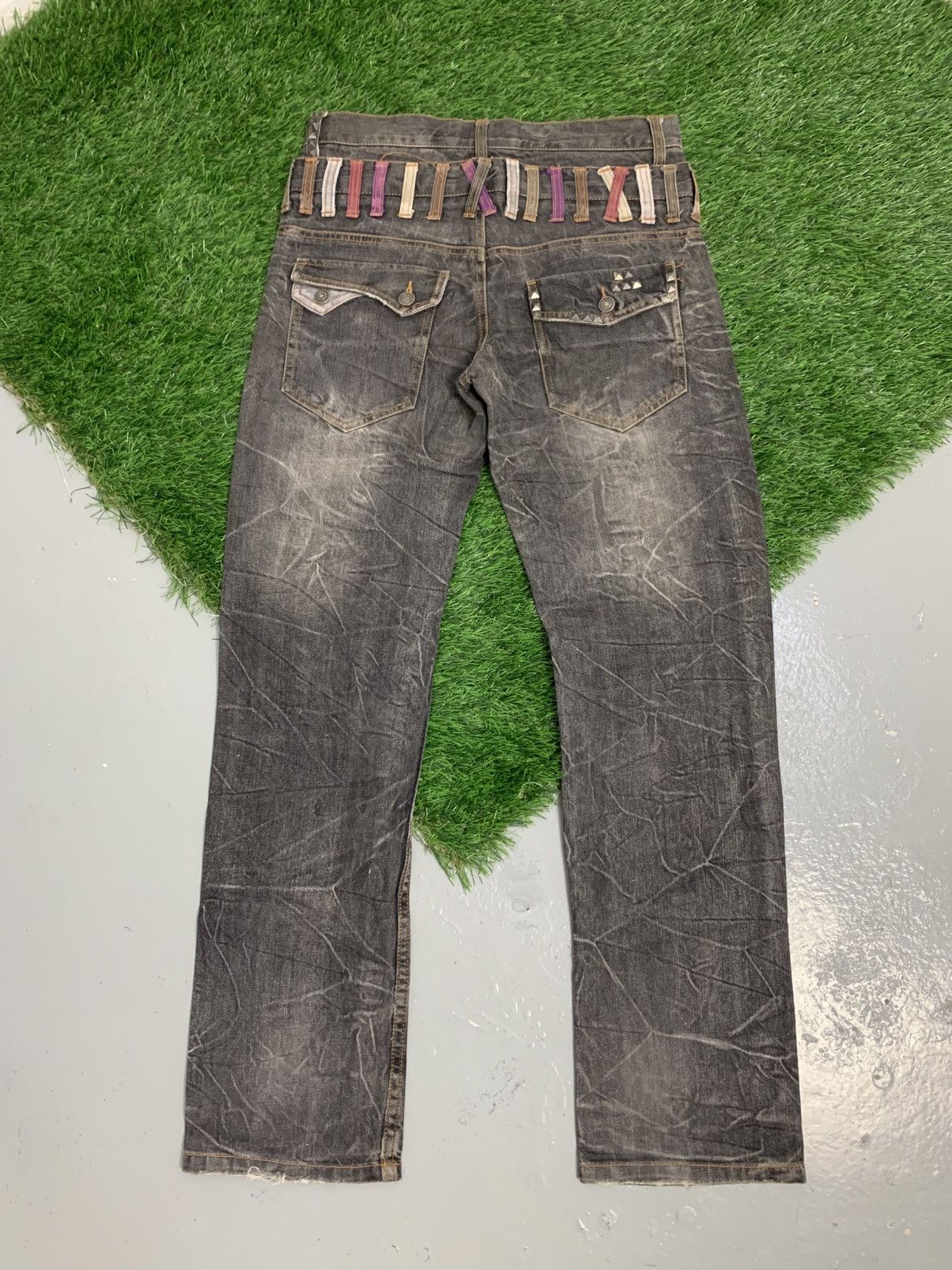 Vintage NYLAUS Double Waist Clawmark Distressed Faded Jean Size US 30 / EU 46 - 2 Thumbnail