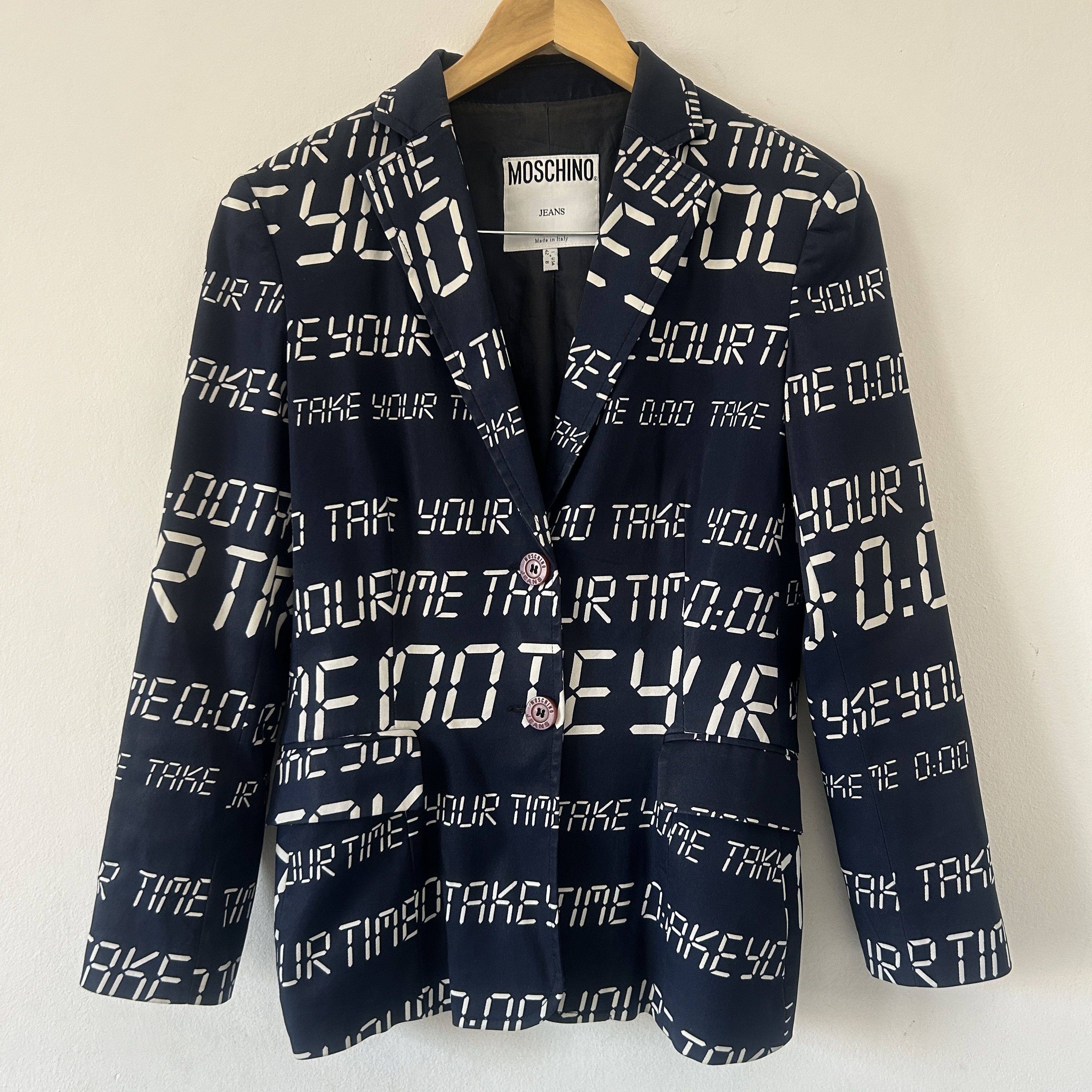 Moschino Vintage 90s Moschino alarm clock print blazer Size M / US 6-8 / IT 42-44 - 7 Thumbnail