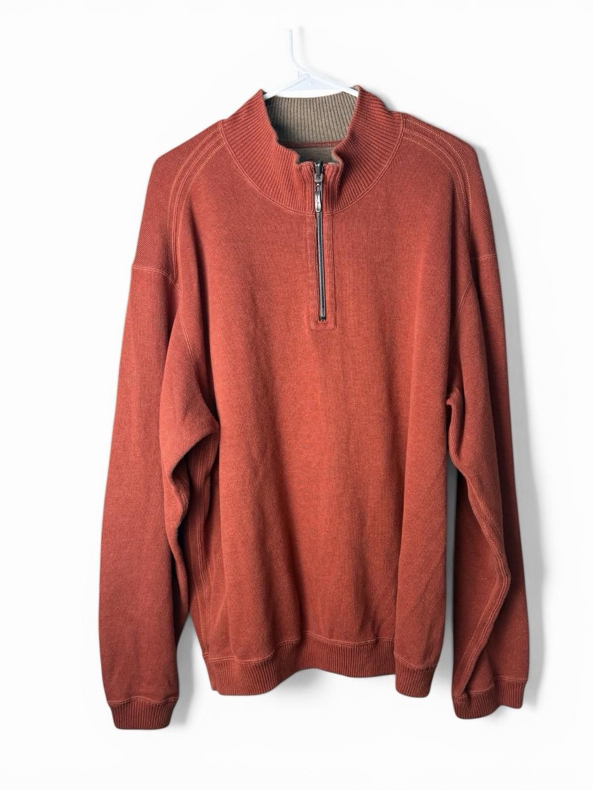 Tommy Bahama Tommy Bahama Sweater Mens XL Red Quarter Zip Pullover Cotton Size US XL / EU 56 / 4 - 1 Thumbnail