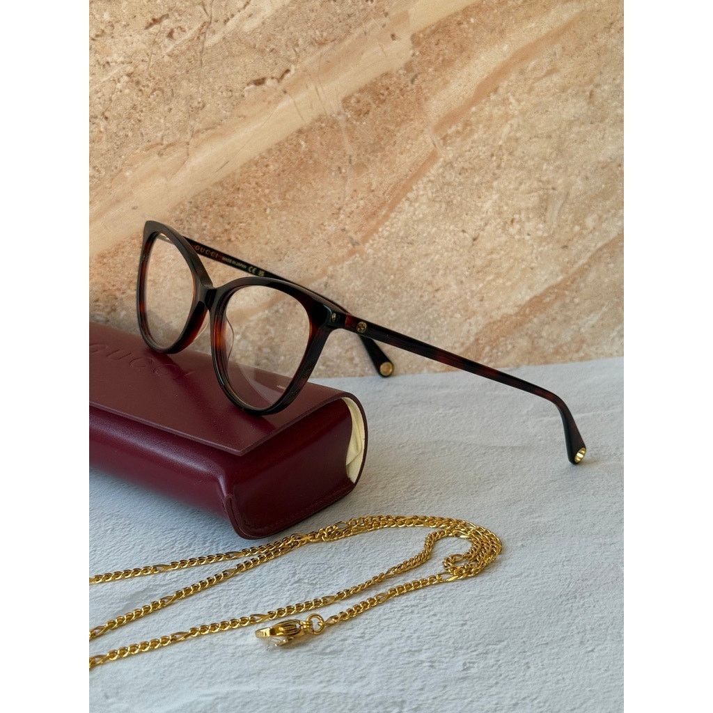 Gucci NEW Gucci GG1079O Brown Chain Cat Eye Eyeglasses Frames $650 Size ONE SIZE - 4 Thumbnail