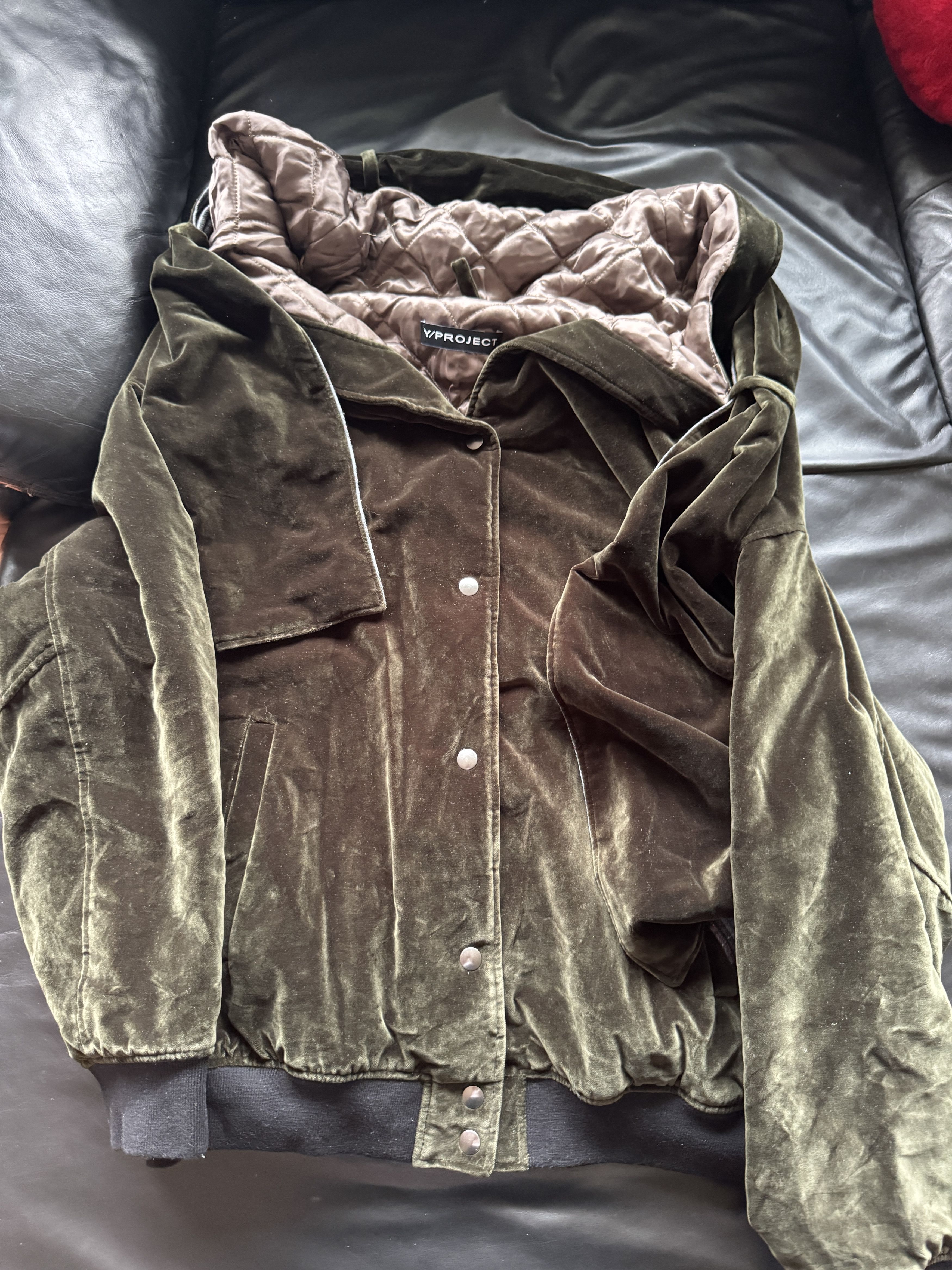 Y/Project Green Velvet Bomber with Scarf Attachment (Sample) Size US XL / EU 56 / 4 - 12 Thumbnail