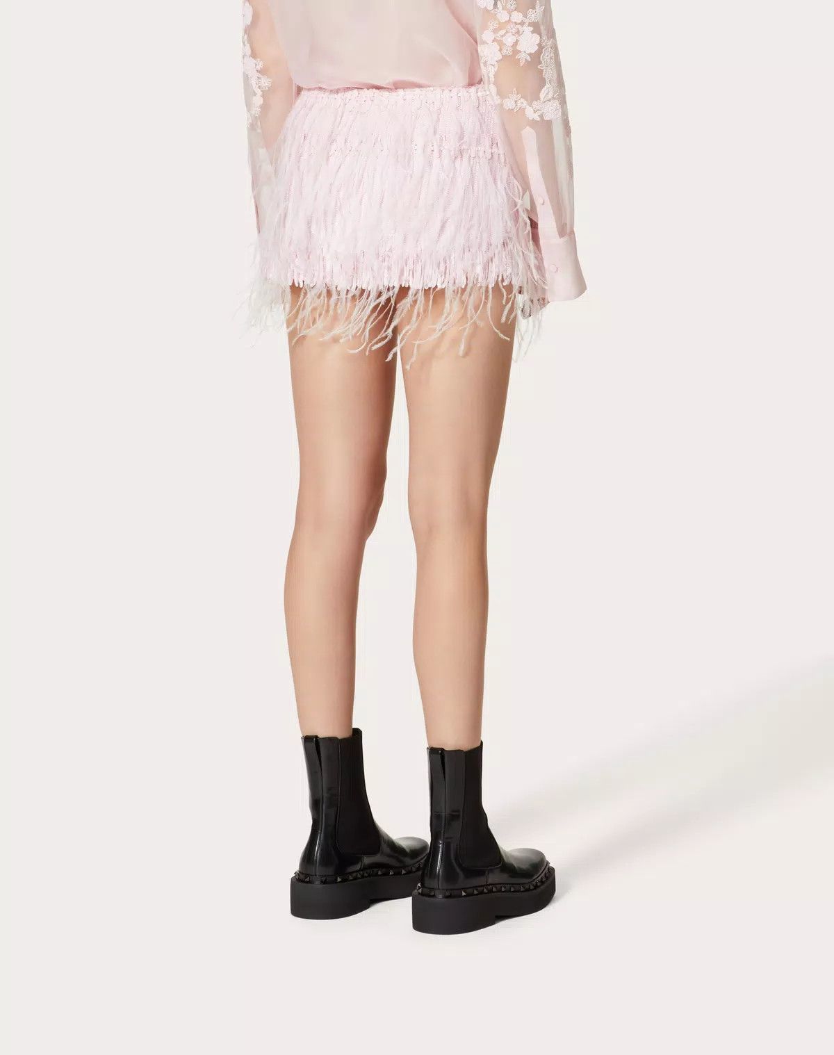Valentino o1s1wg110625 Embroidered Organza Mini Skirt in White Size 28" / US 6 / IT 42 - 5 Thumbnail