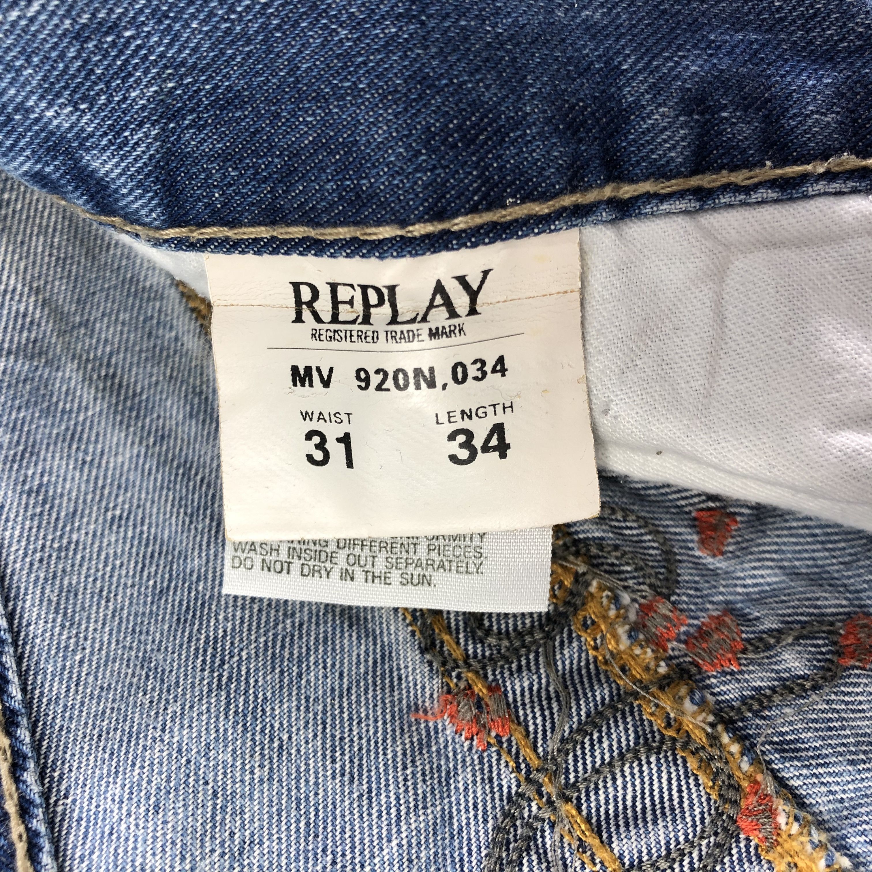 Replay Reply Jeans Patchwork Medium Wash Denim KJ1733 Size US 31 - 10 Thumbnail
